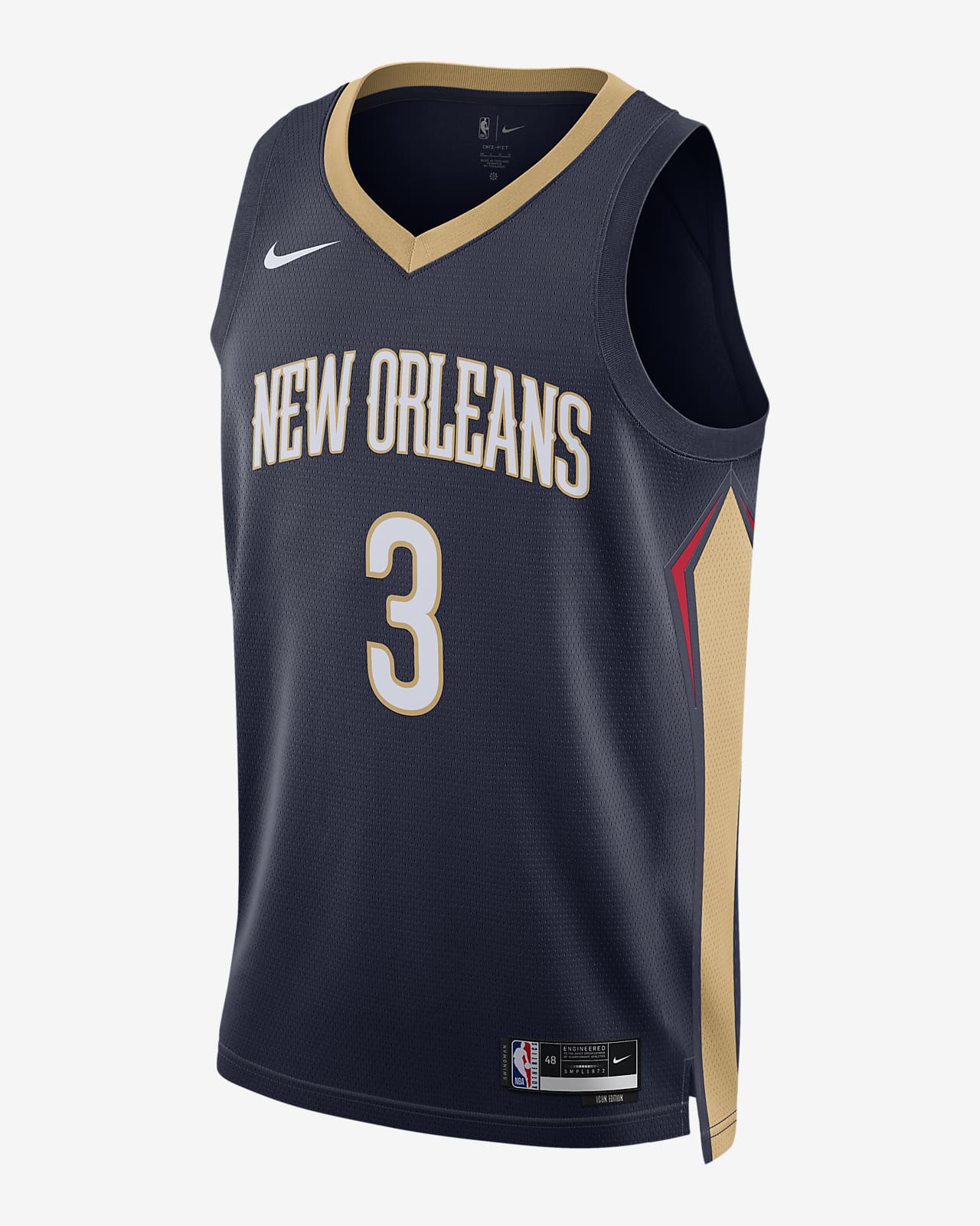 Nike Men's New Orleans Pelicans Brandon Ingram #14 Navy Dri-Fit Swingman Jersey, Medium, Blue
