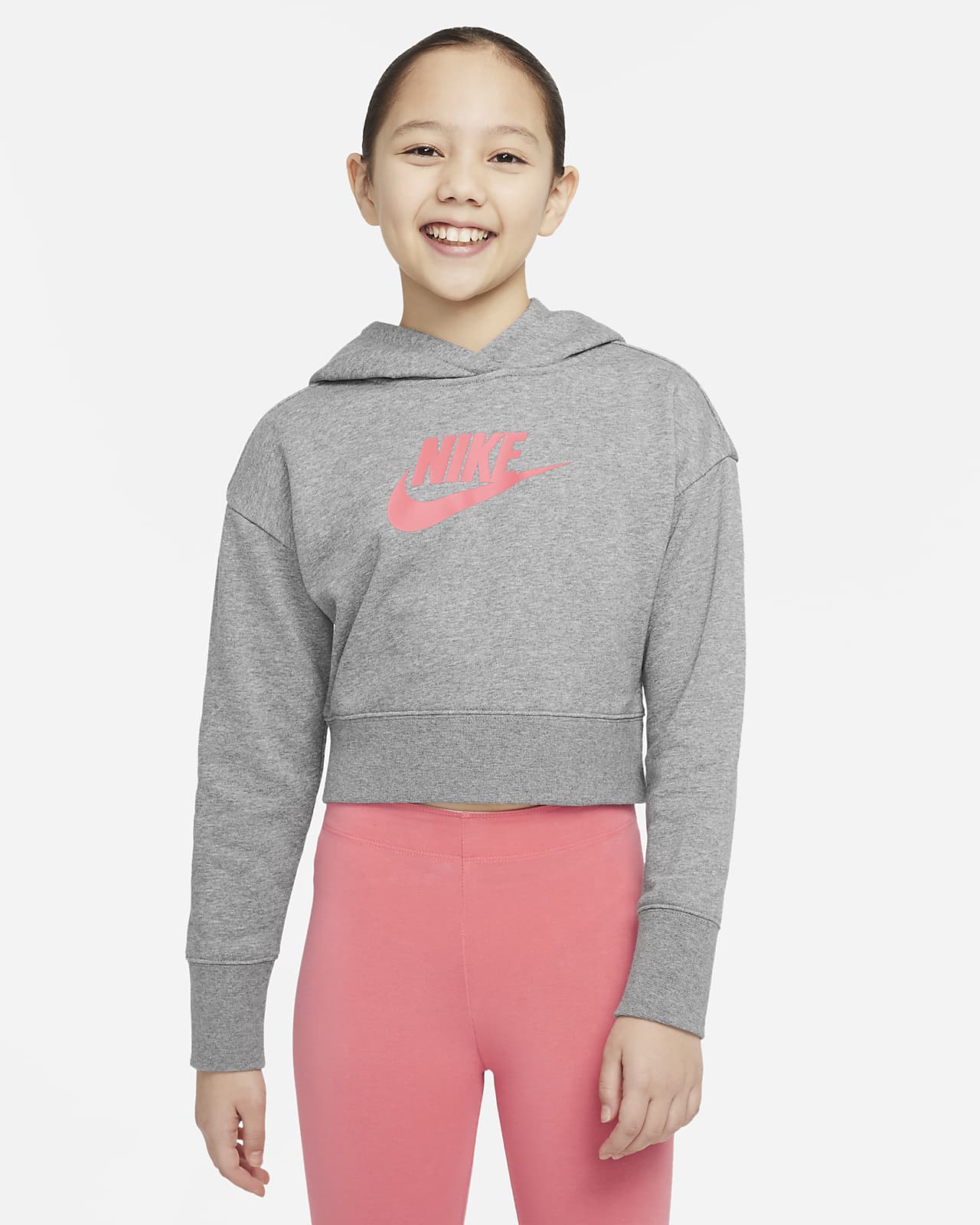 Nike Sportswear Club kort frottéhettegenser til store barn (jente)