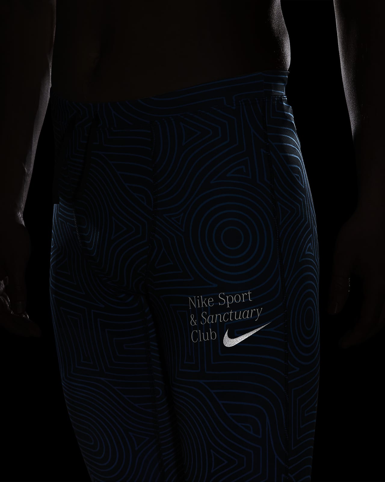 Nike Challenger Sanctuary Full Length Running Tights Blue Mens