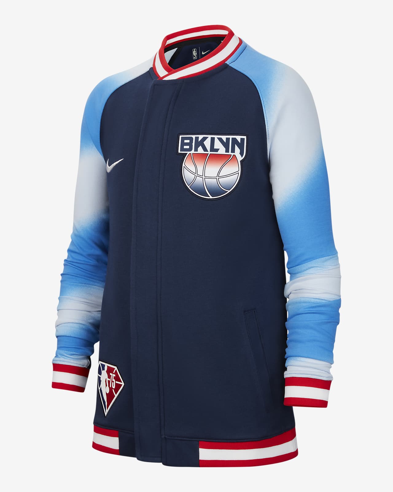 Langærmet Brooklyn Nets Showtime Nike Dri-FIT NBA-jakke til større børn