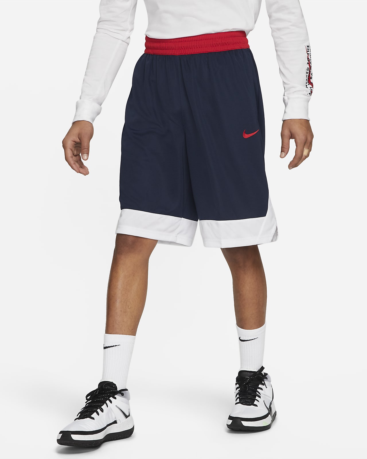 grey and red nike shorts
