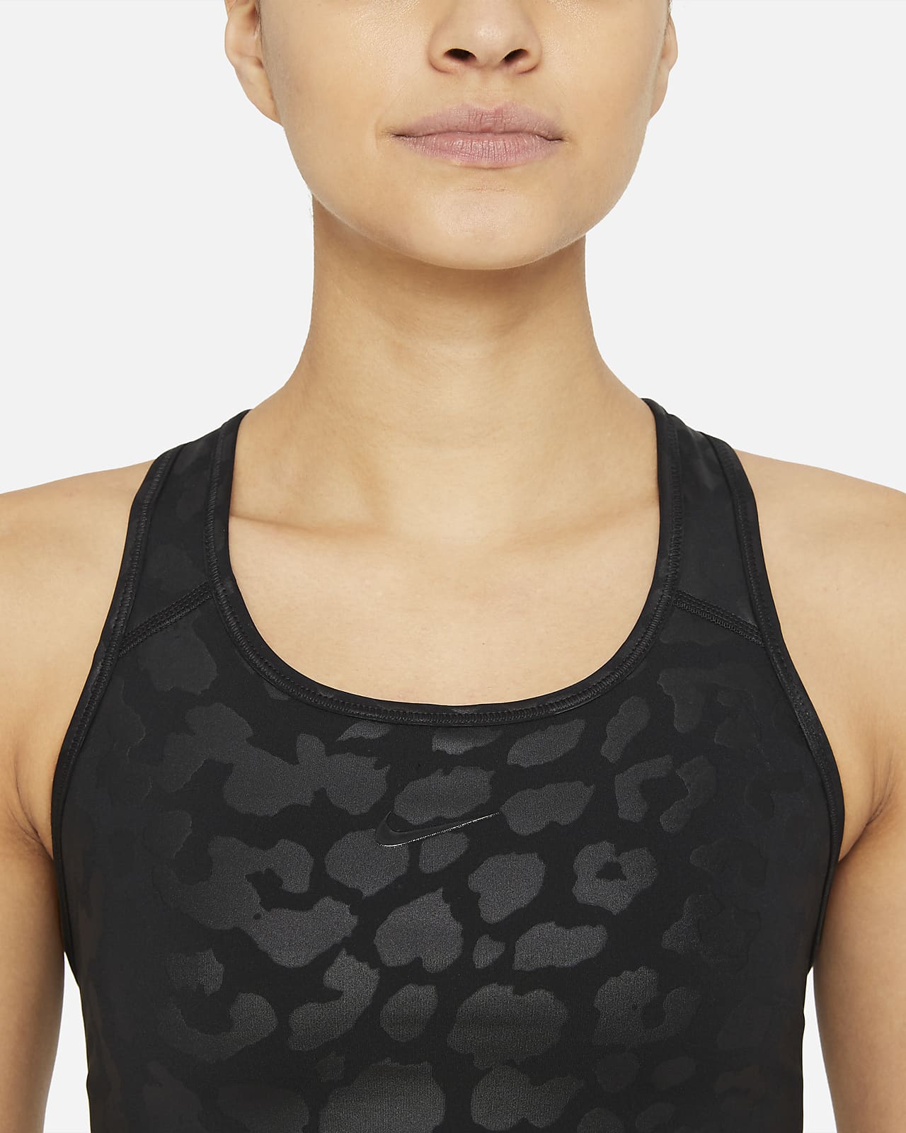 Nike Dri-FIT Swoosh Sport-bh met luipaardprint, medium ondersteuning en pad uit Ã©Ã©n stuk. Nike BE