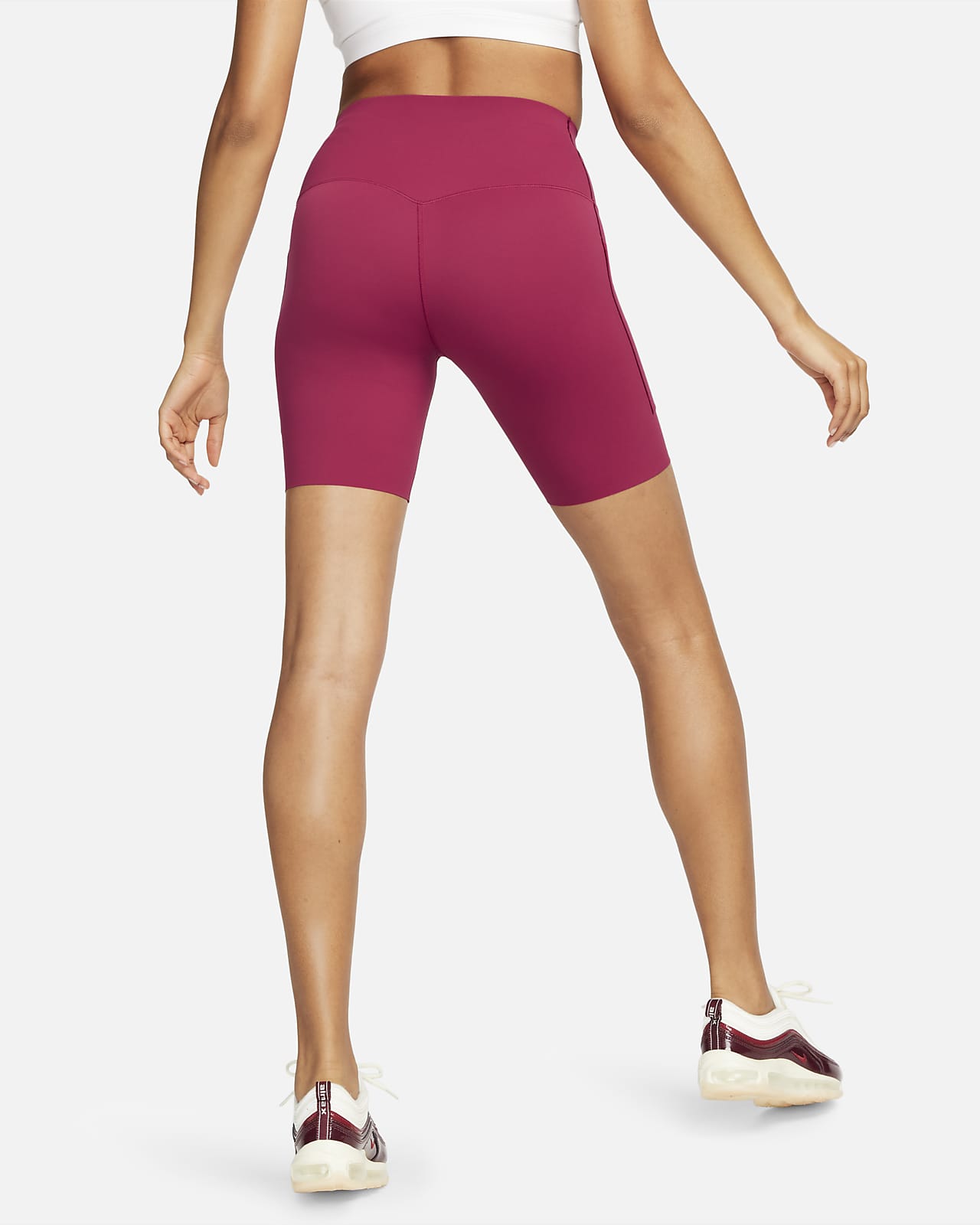 Nike Women's Sportswear Essential Pink Mid-Rise Biker Shorts – Puffer Reds