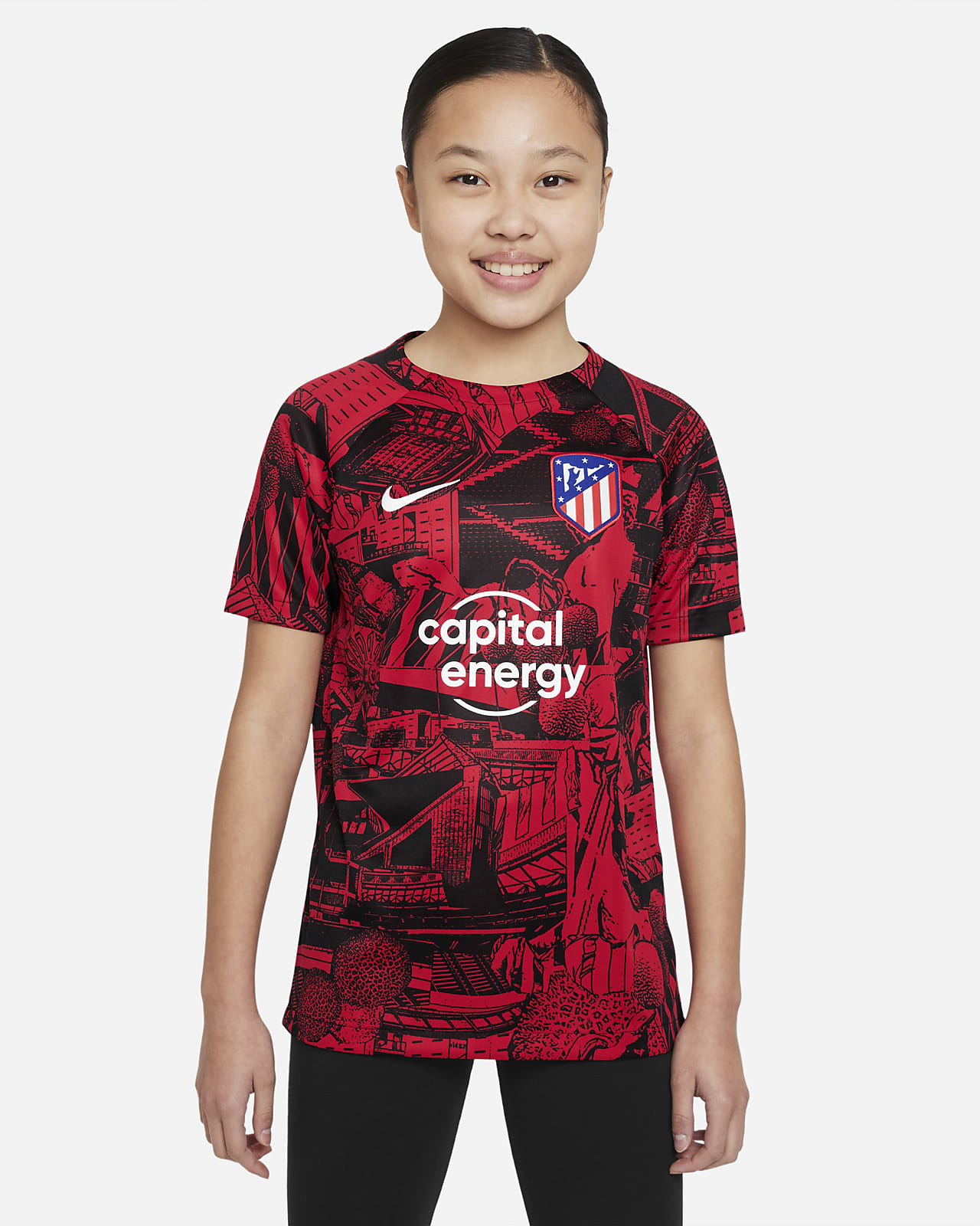 ~ lado Pompeya tienda Atlético Madrid Older Kids' Nike Dri-FIT Pre-Match Football Top. Nike LU