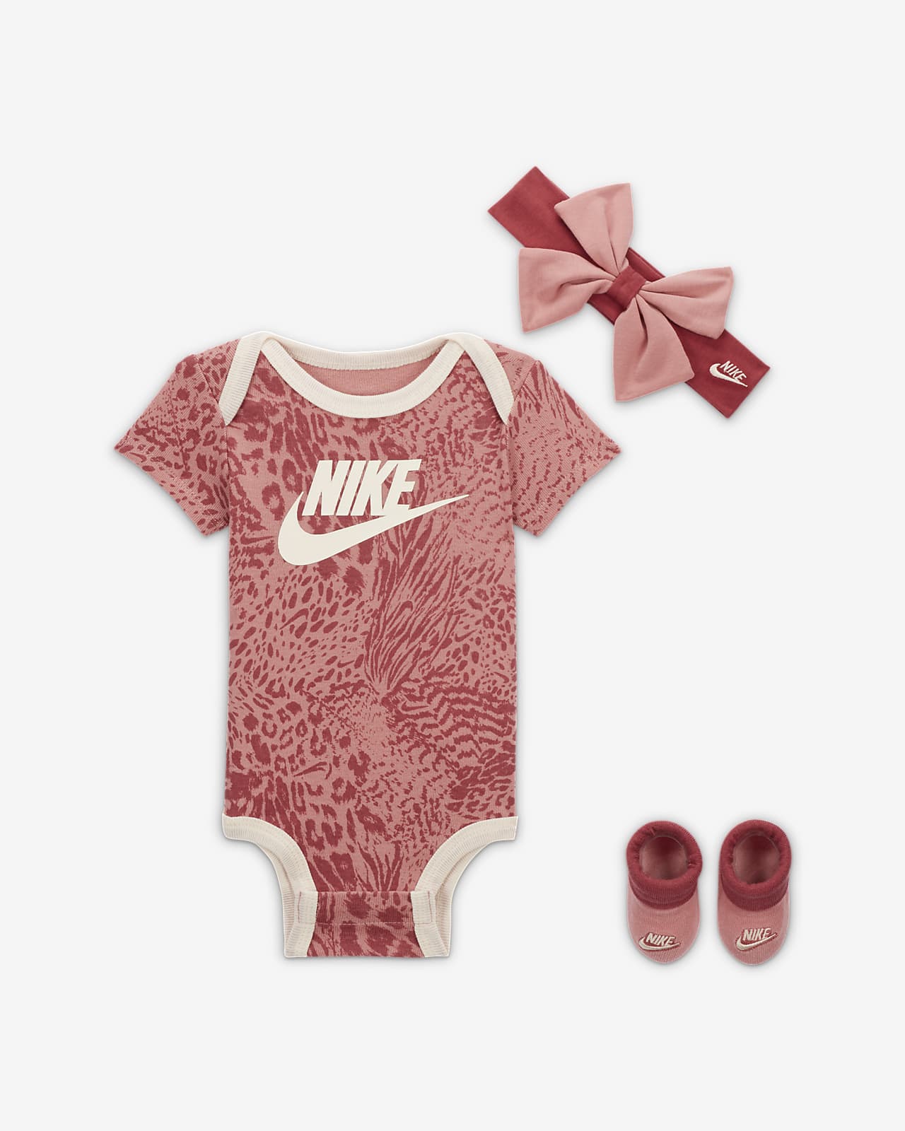 Nike Wild Side 3 Piece Boxed Set Baby 3 Piece Bodysuit Set. Nike HU