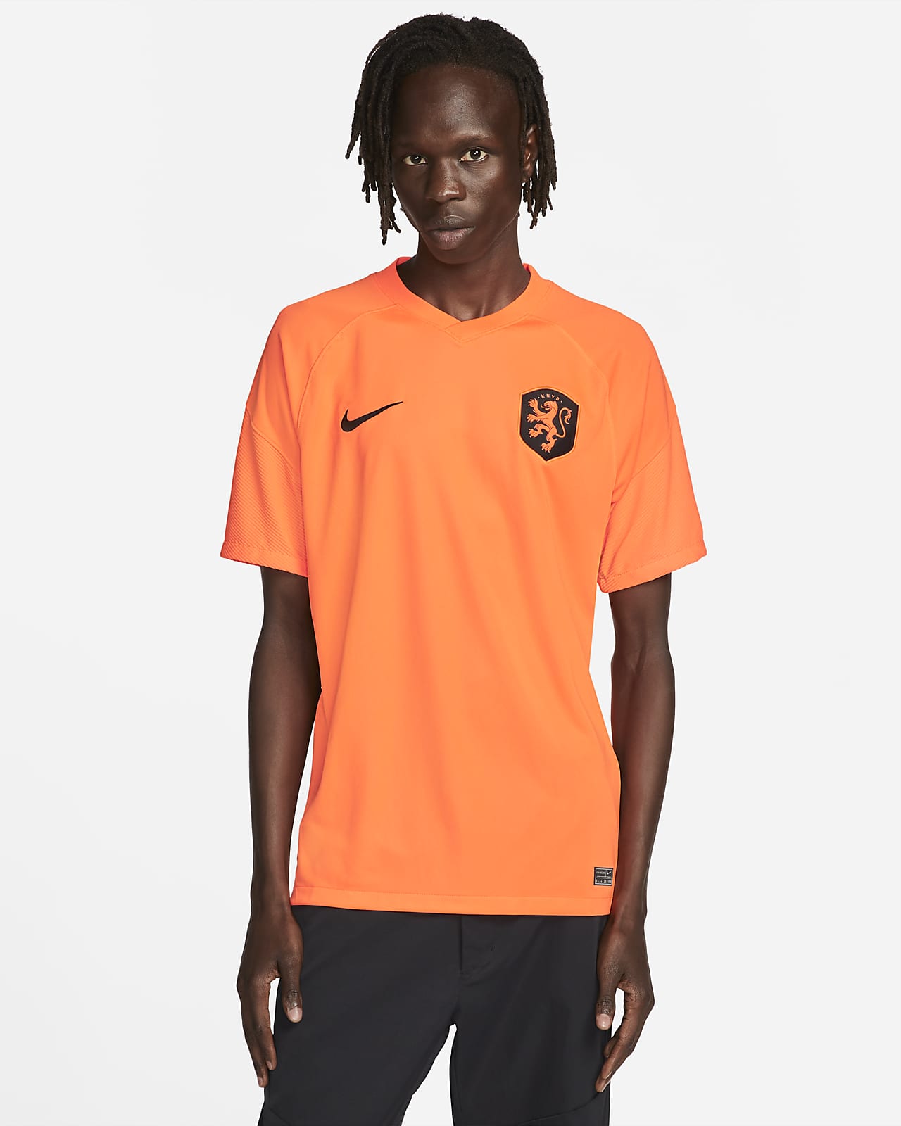 Netherlands National Team 2022/23 Stadium Home (Frenkie de Jong) Men's Nike  Dri-FIT Long-Sleeve Soccer Jersey.