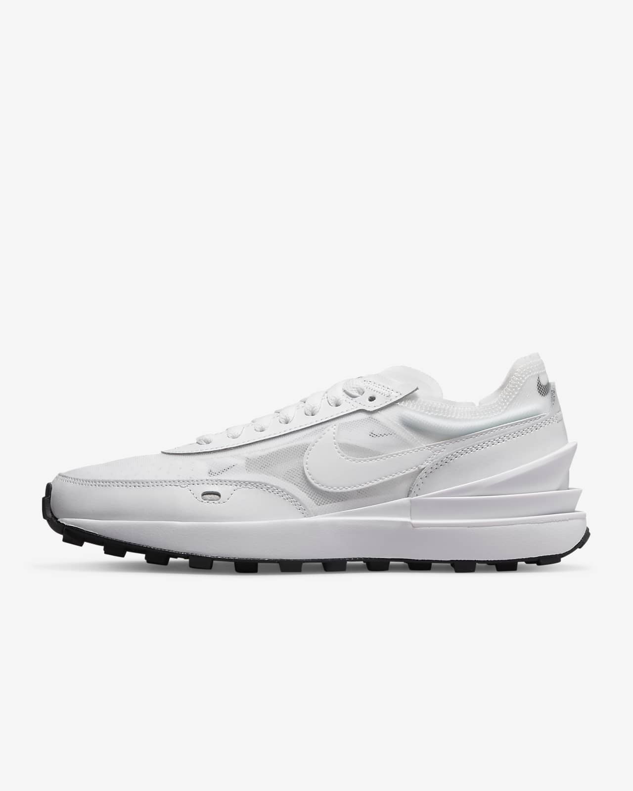 nike waffle all white