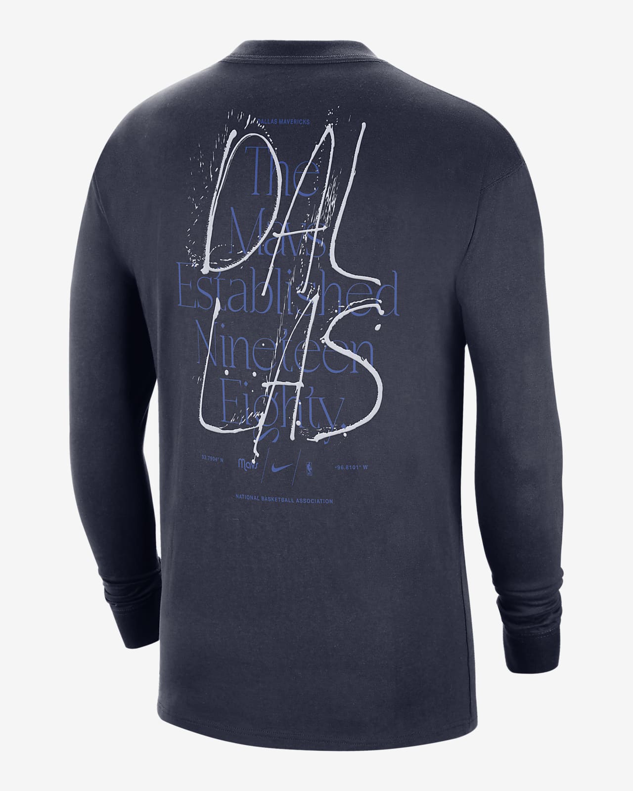 Playera de manga larga Nike NBA para hombre Dallas Mavericks Courtside Max90.