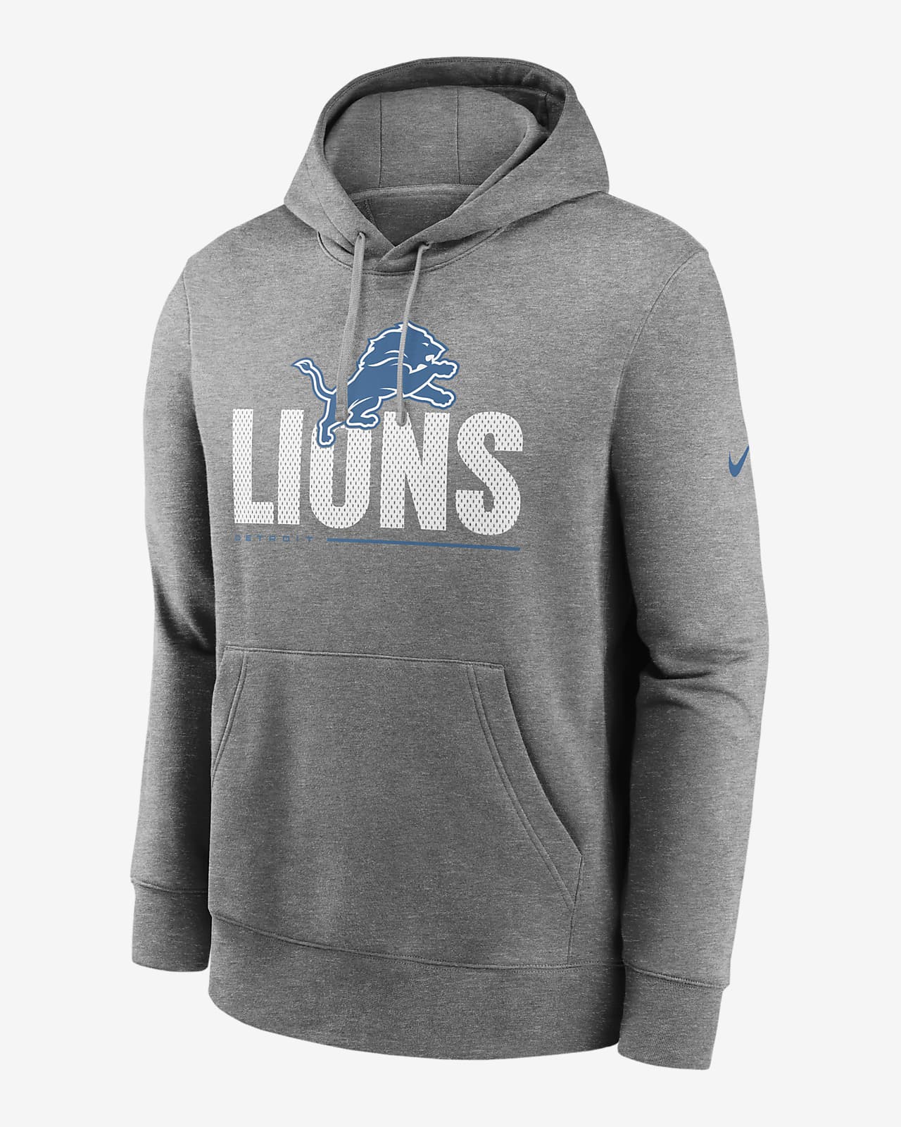 Men's Nike Heathered Charcoal Detroit Lions Team Impact Club Pullover Hoodie