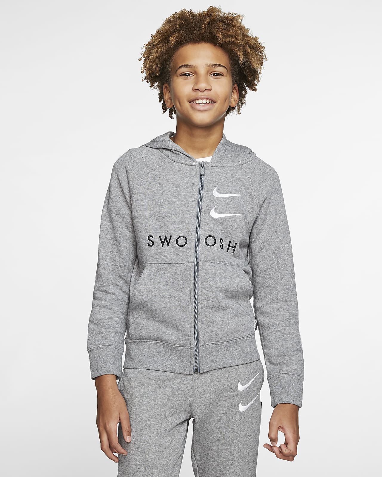Nike Sportswear Swoosh French-Terry-Hoodie mit durchgehendem Reißverschluss für ältere Kinder (Jungen)