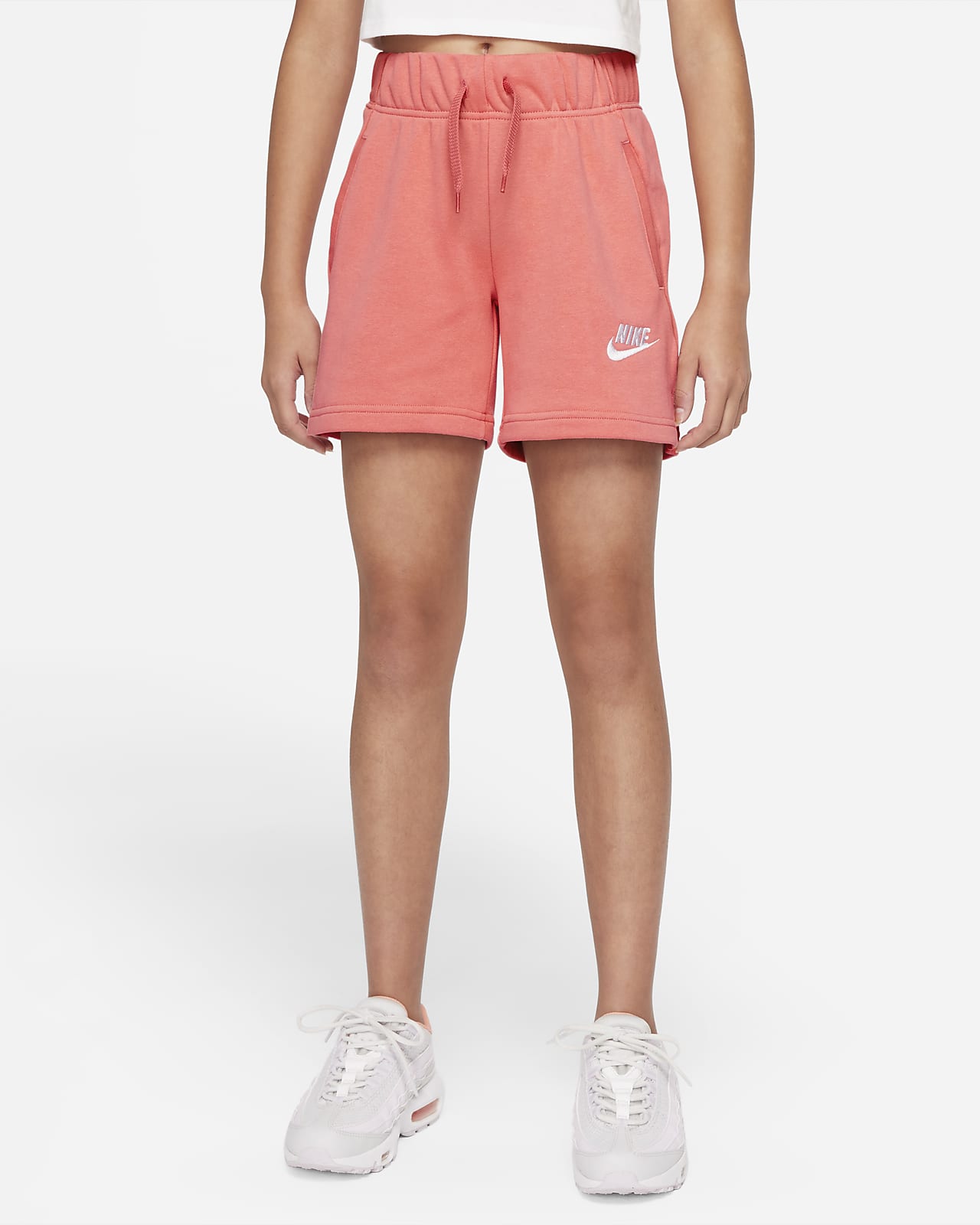 nike french terry shorts pink