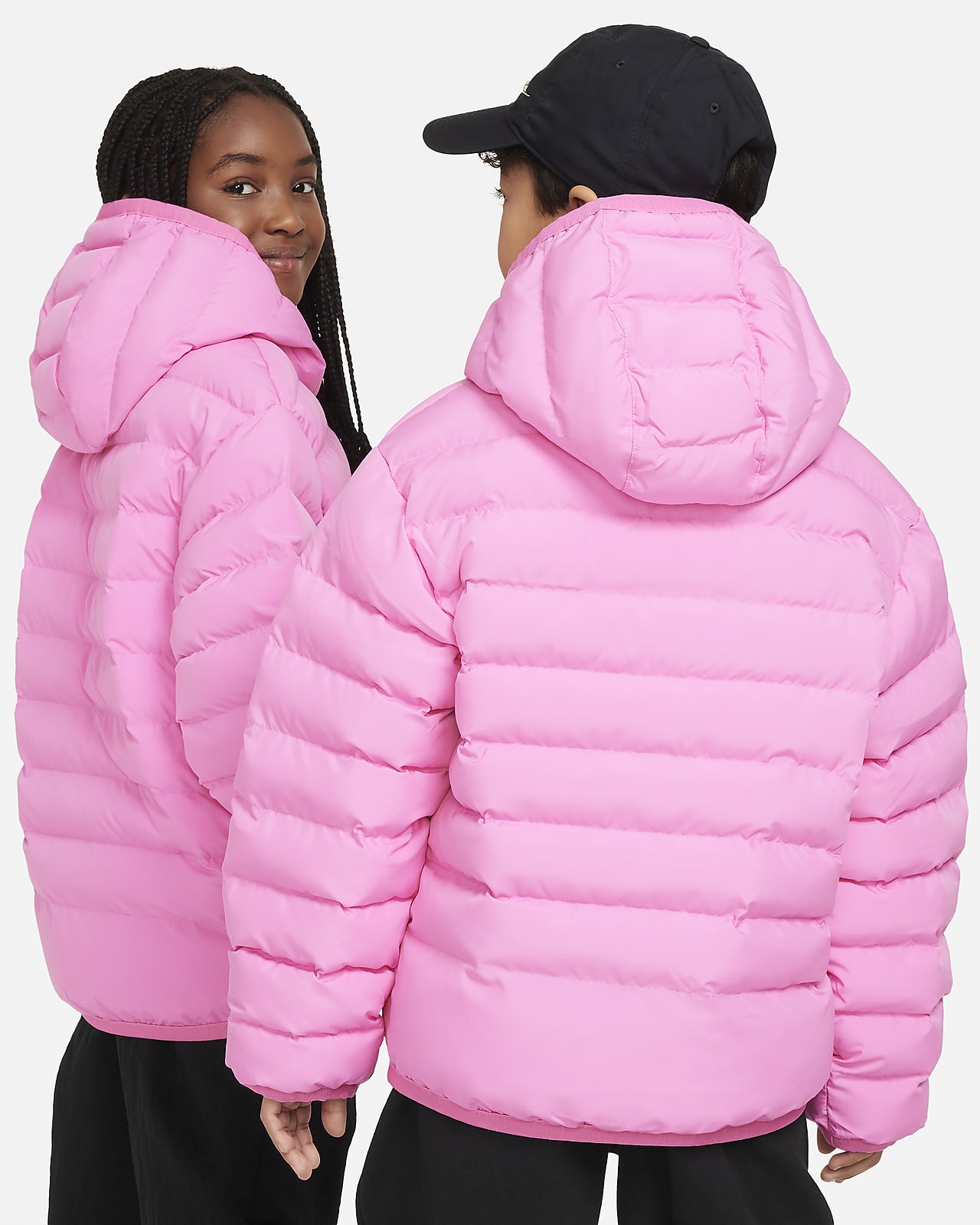Lightweight Fill Loose Synthetic Jacket. Big Kids\' Hooded Nike Sportswear
