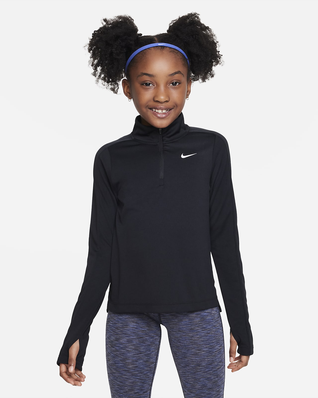 Nike Dri-FIT langermet overdel med halv glidelås til store barn (jente)