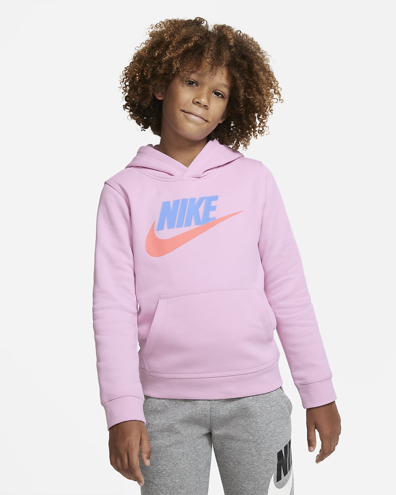 nike club fleece hoodie pink