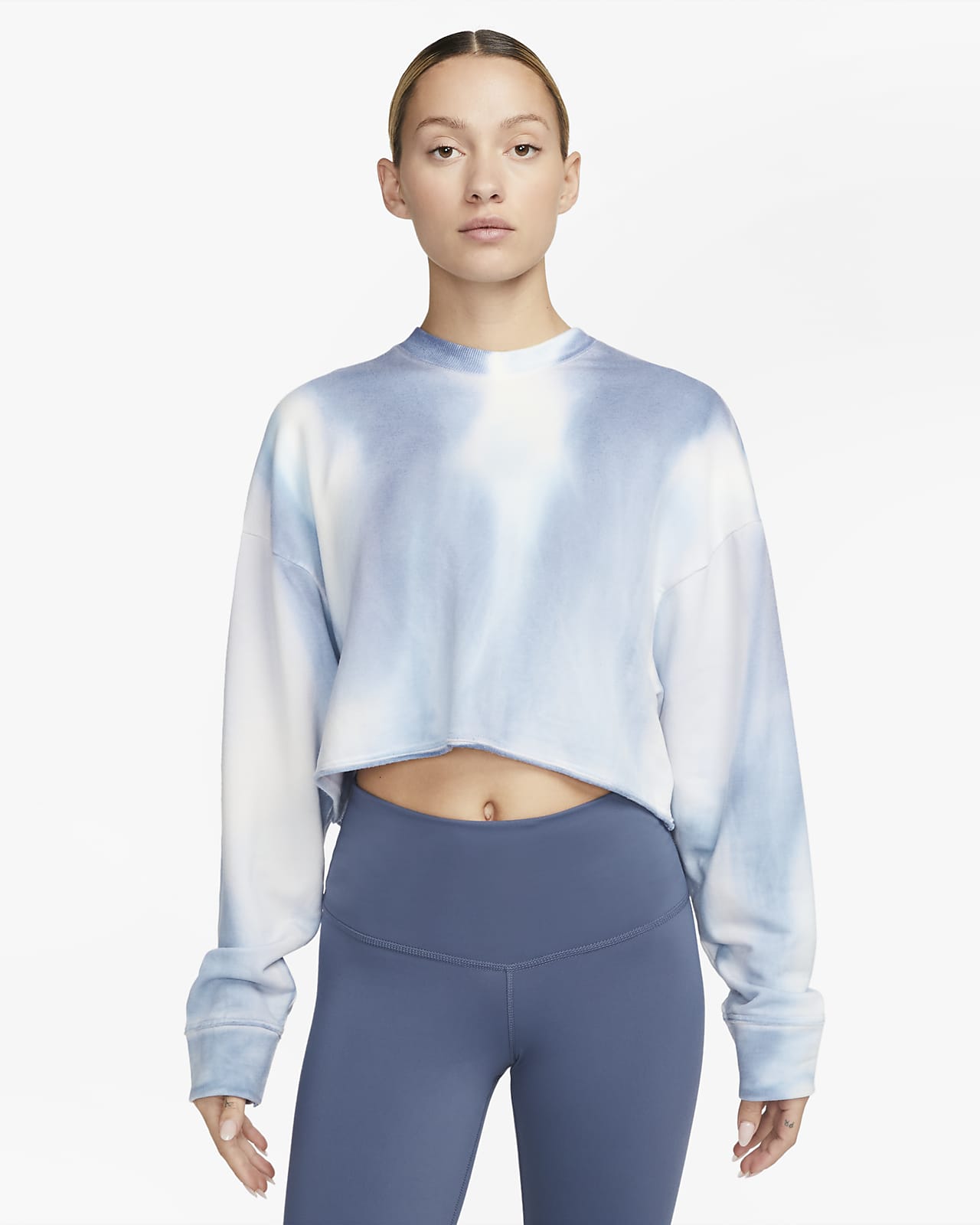 Cañón Adolescente electo Sudadera corta de tejido Fleece con cuello redondo para mujer Nike Yoga  Luxe. Nike.com