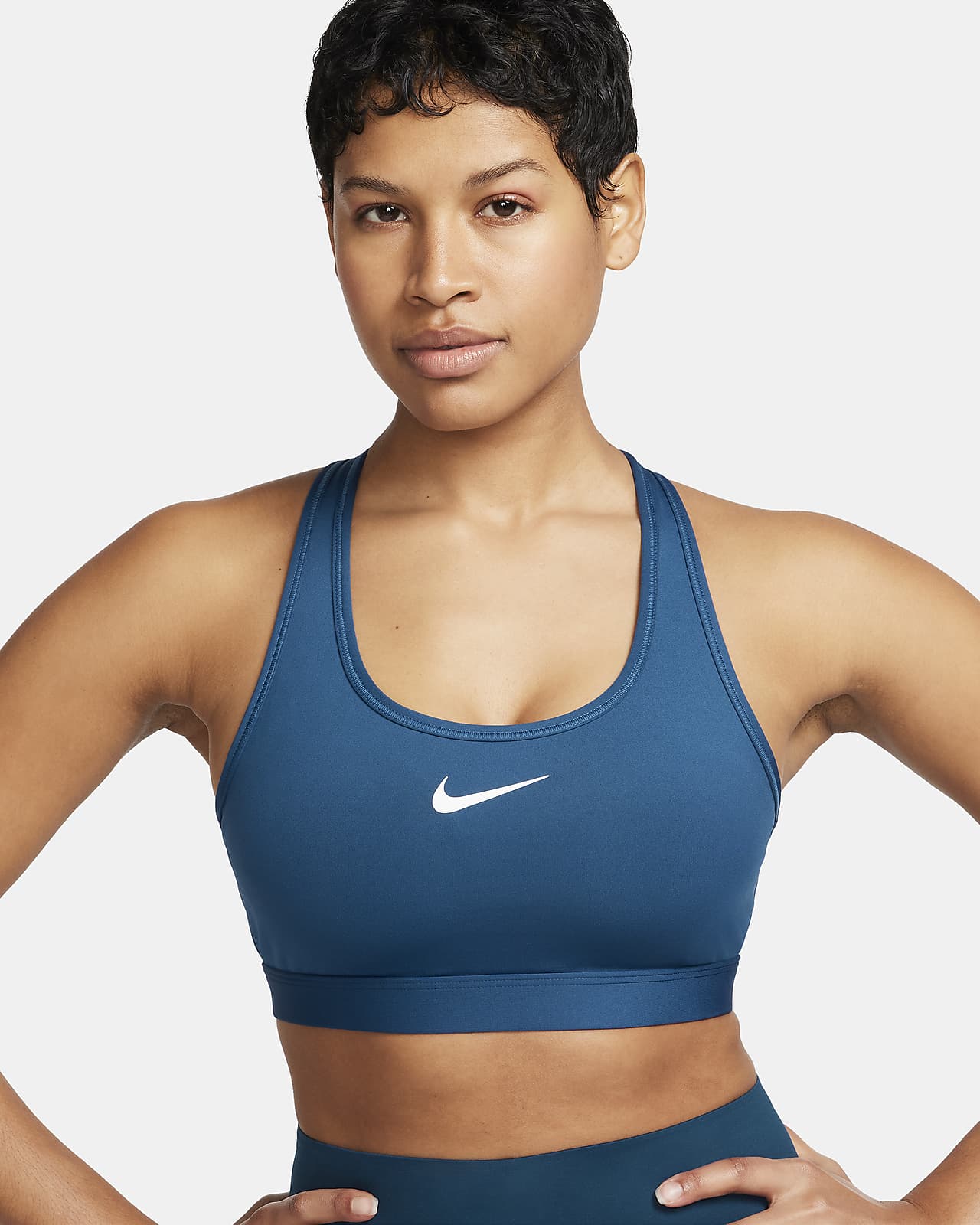 Buy Nike Blue Swoosh Medium-Support Sports Bra for Women in UAE