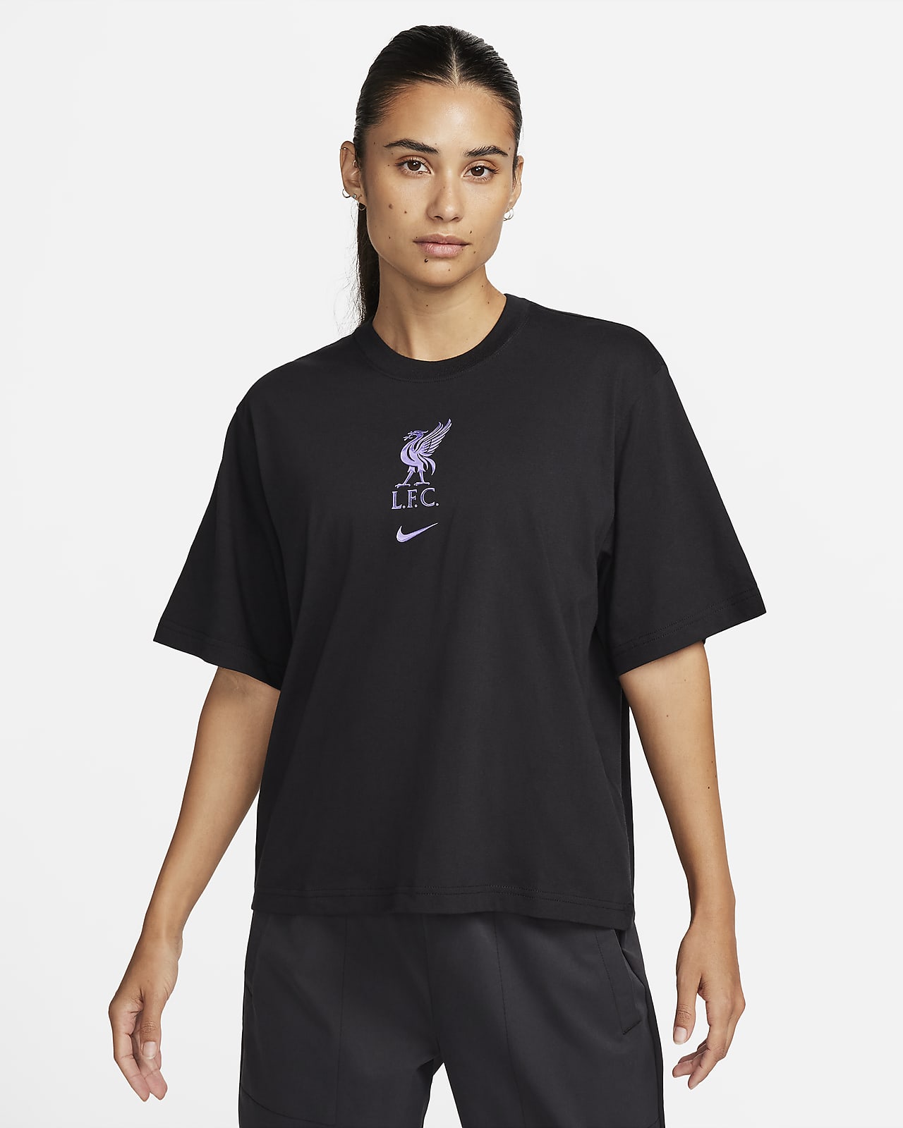 Playera de f tbol Nike de corte cuadrado para mujer Liverpool FC
