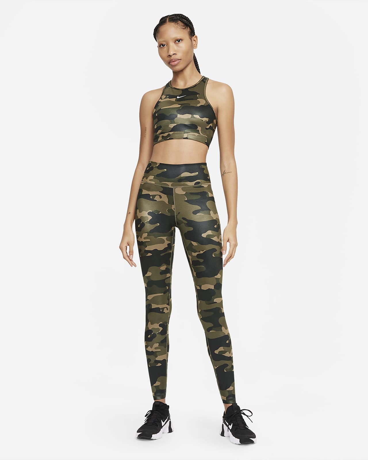 High Waisted Camo Leggings in Olive XS - XL