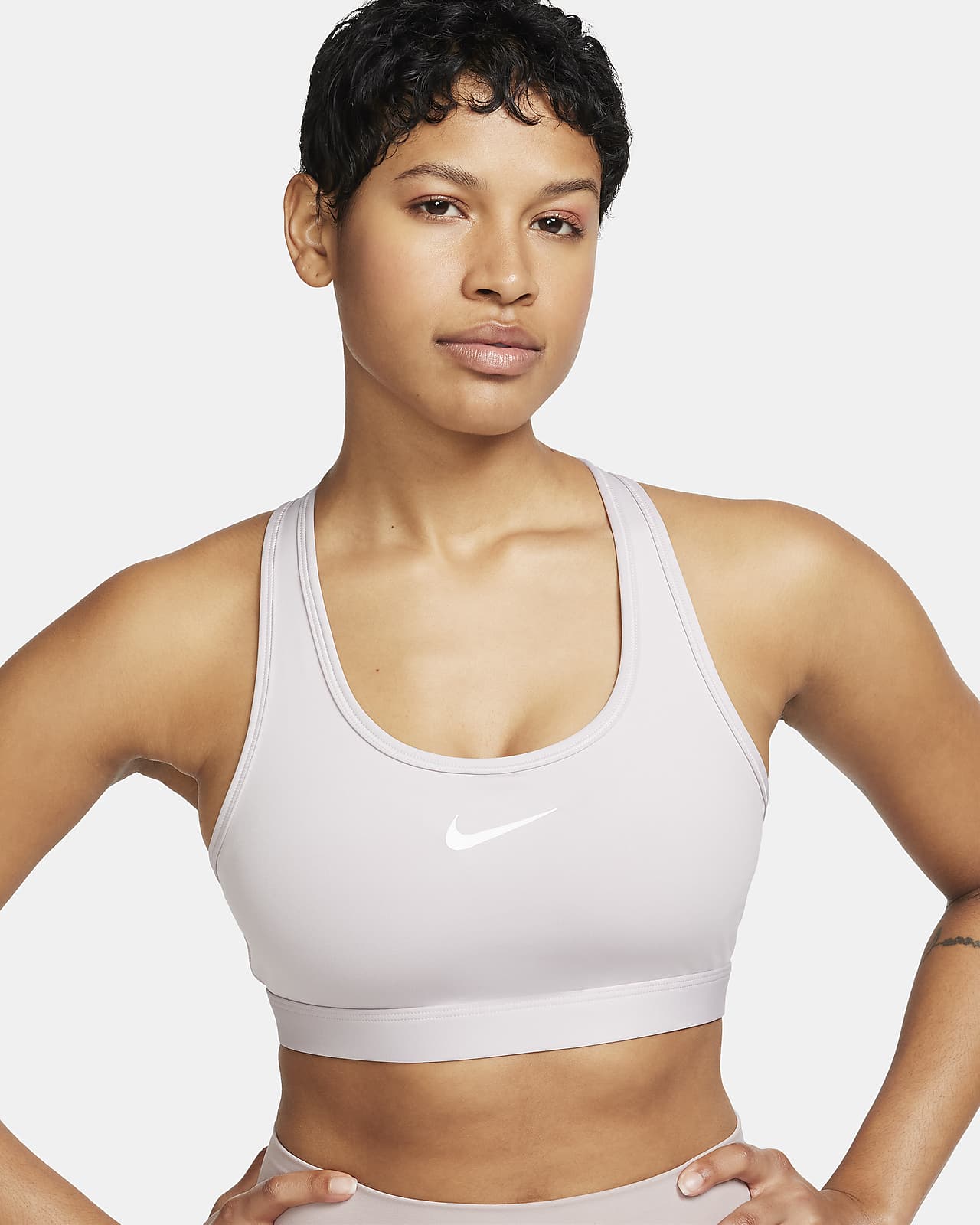 Nike Training Swoosh dri fit padded medium support sports bra in