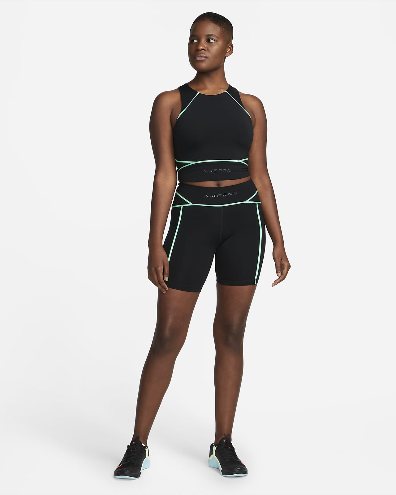 Nike Pro Dri-Fit Women's Size XL Lime Ice Shelf-Bra Cropped Tank