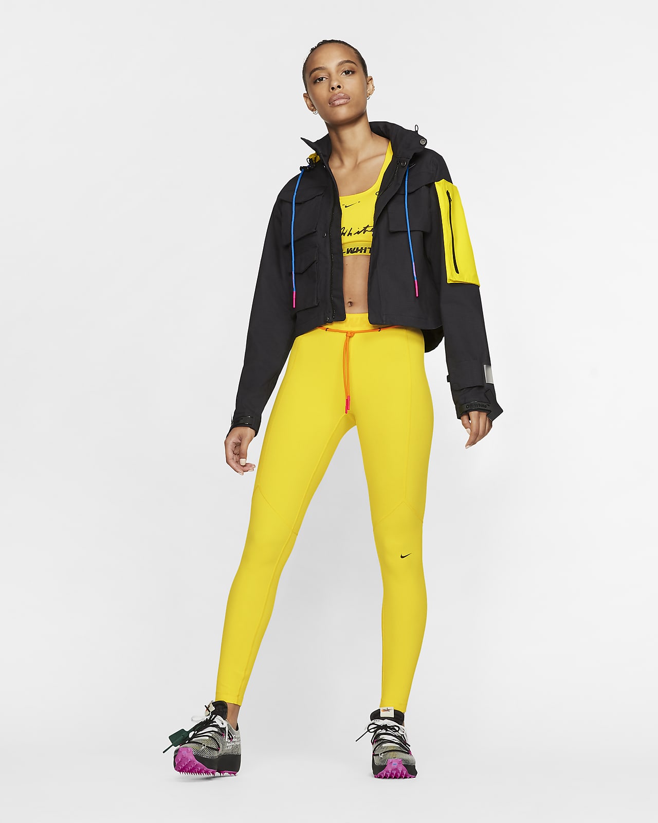 off white nike running tights