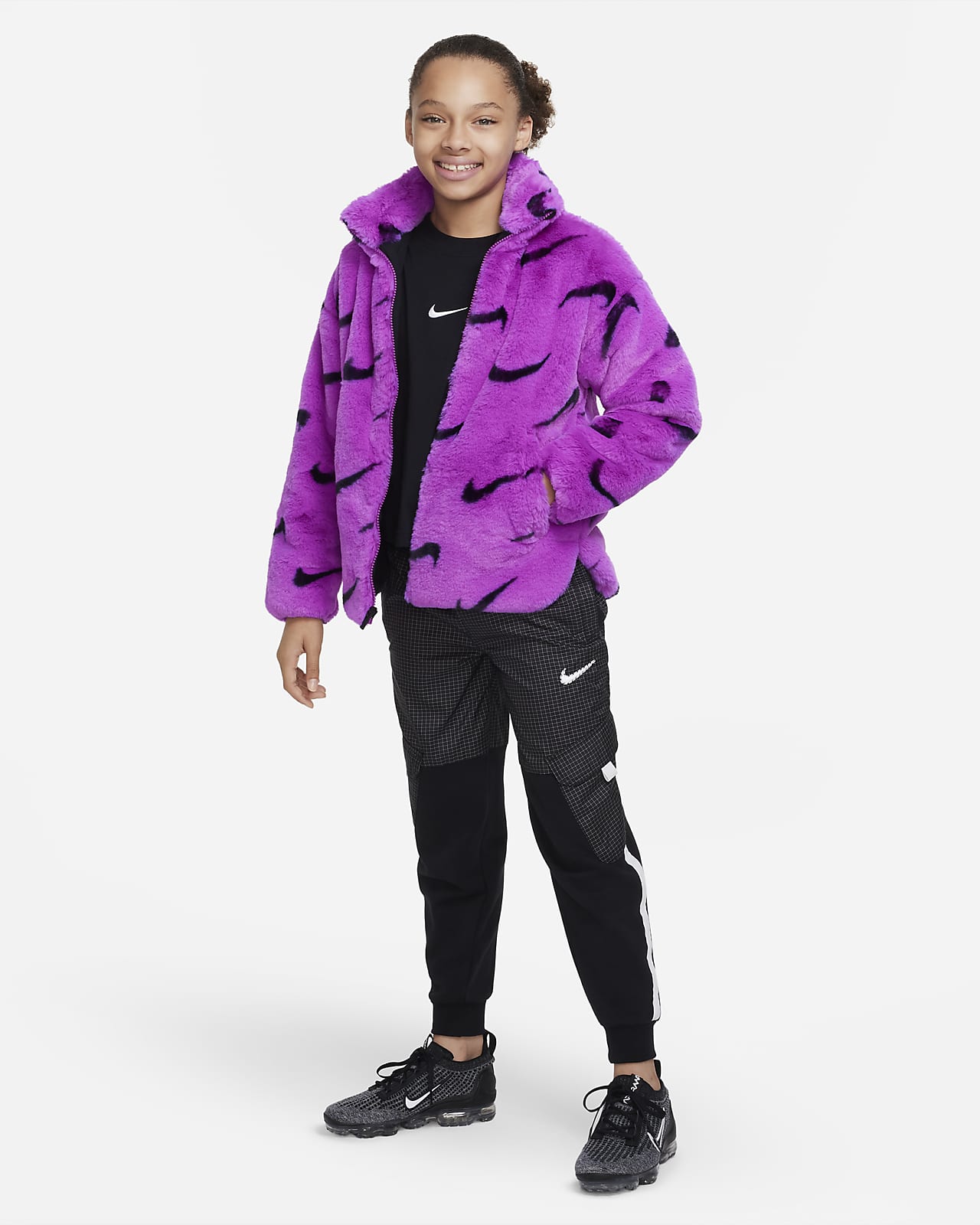 Nike Sportswear Older Kids' Faux Fur Jacket. Nike DK