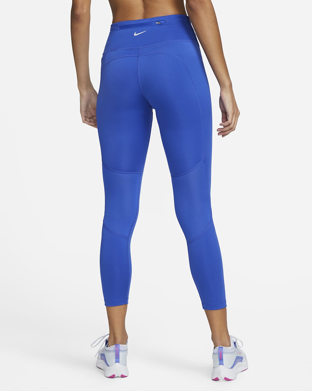 Nike Dri-Fit Blue Running Reflective Mesh Leggings￼ Drawstring Zip Pocket  Wms XS