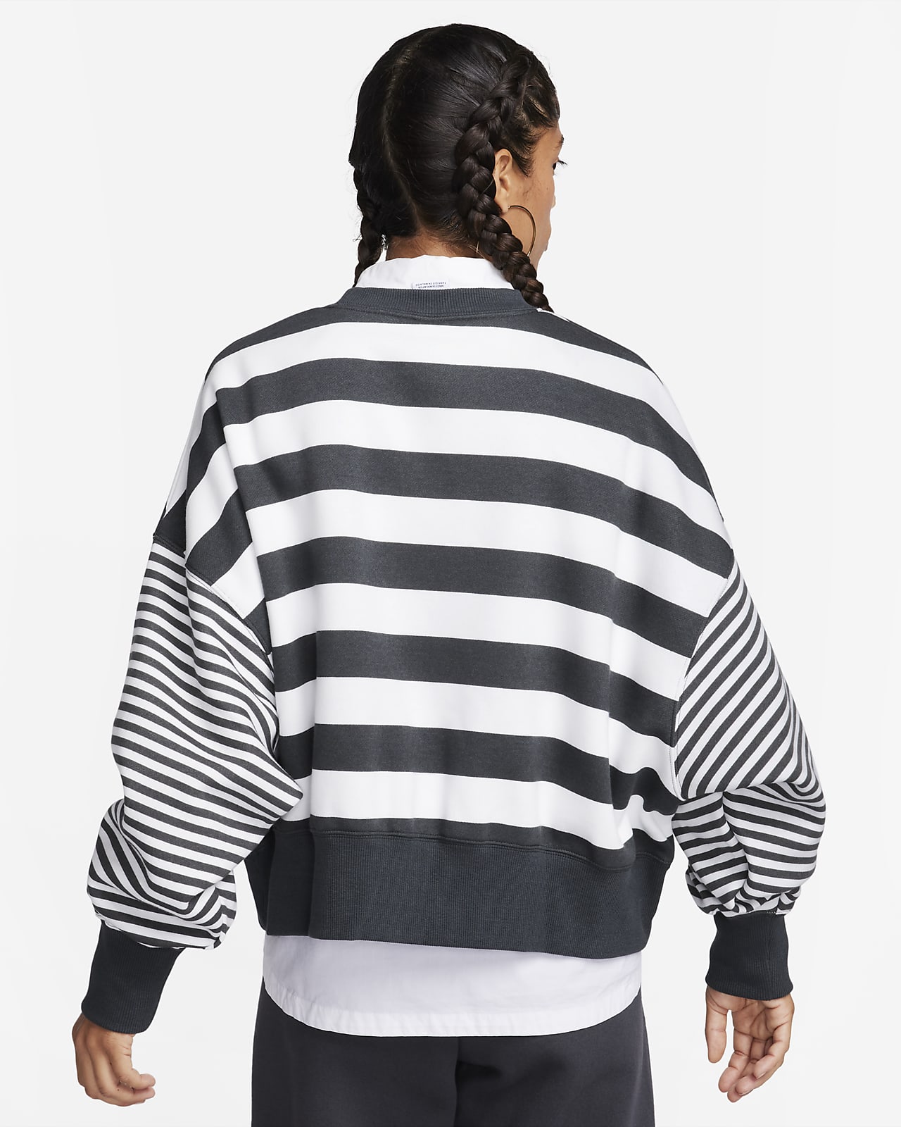 Nike Sportswear Phoenix Fleece Women's Over-Oversized Striped Crew-Neck  Sweatshirt