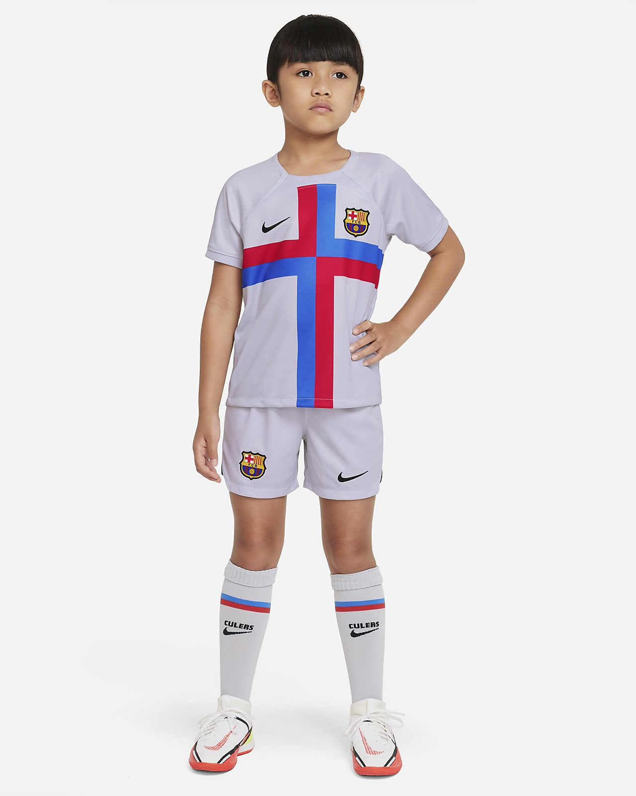 Strój piłkarski dla małych dzieci FC Barcelona Nike 2022/23 (wersja trzecia)