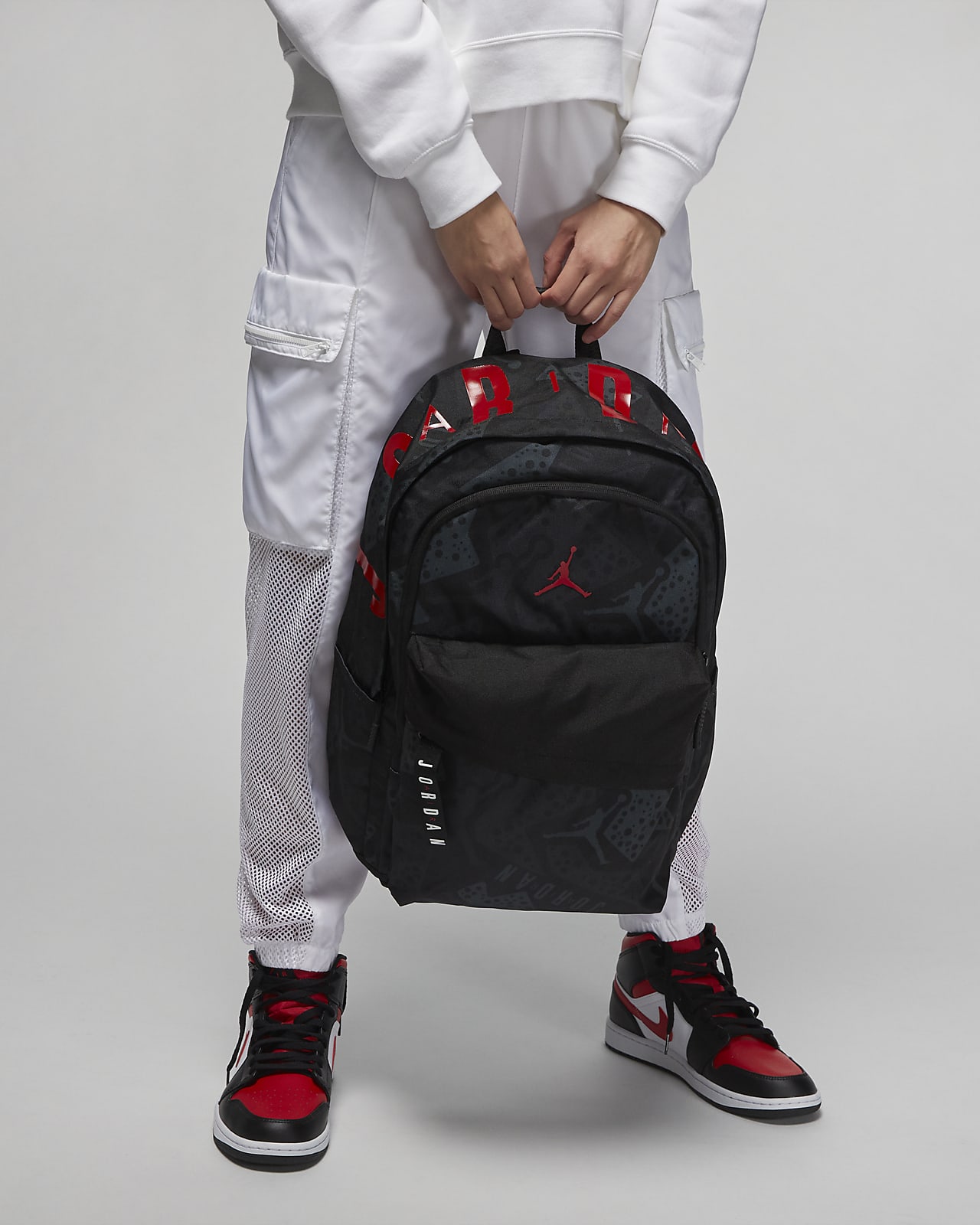 black and red jordan backpack