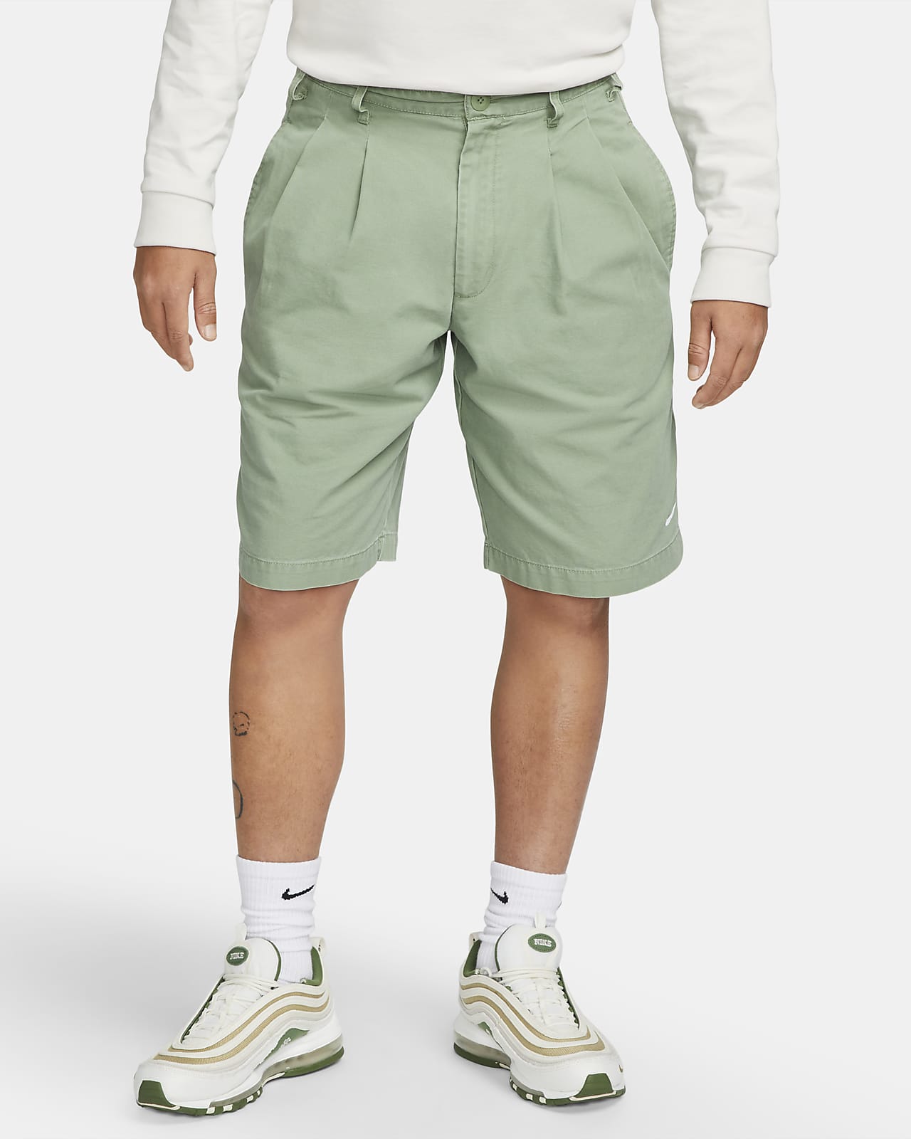 Men's Nike Life Pleated Chino Shorts - Green