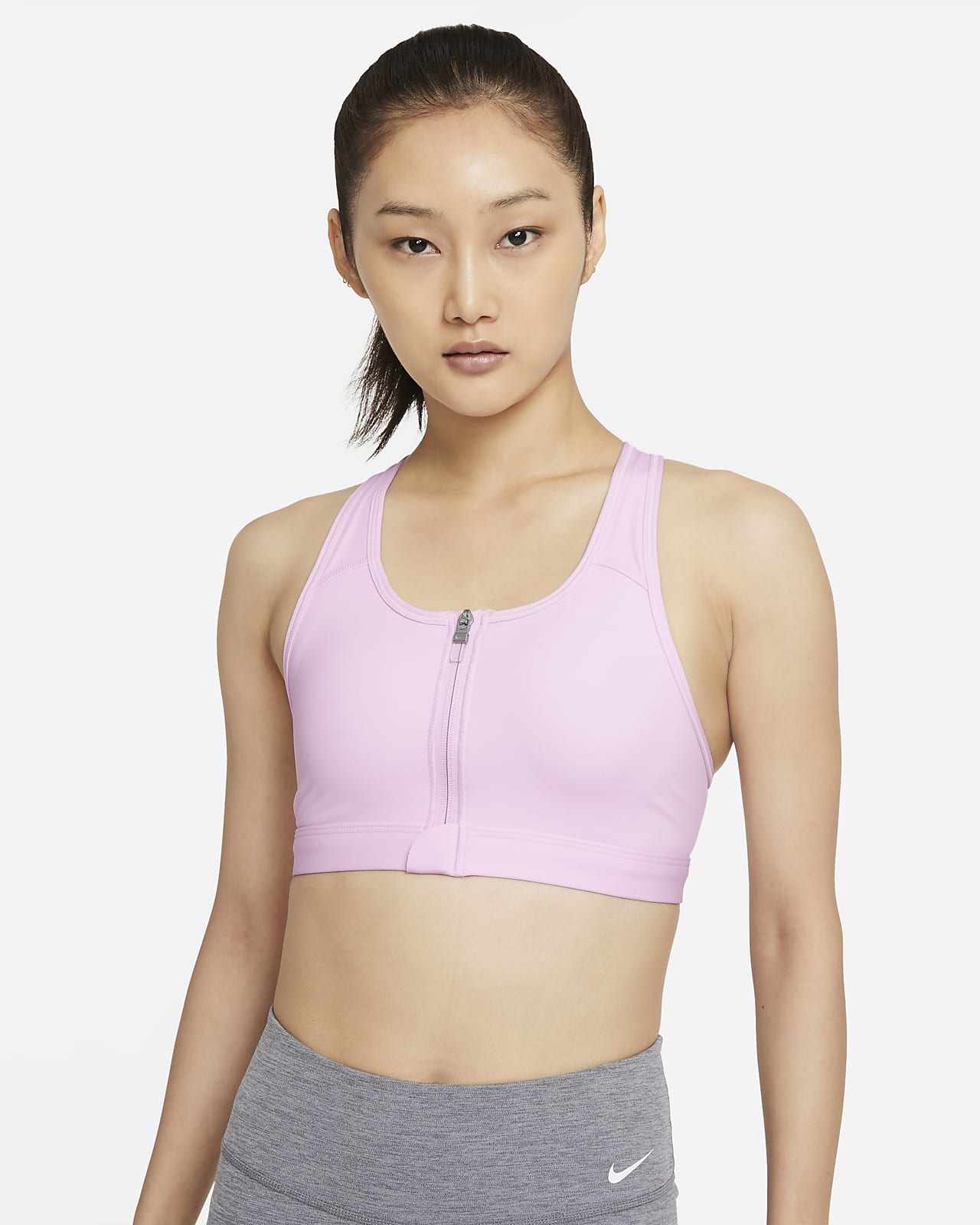 Nike Dri Fit Swoosh Zip Front 女子中强度支撑衬垫运动内衣 耐克 Nike 中国官网