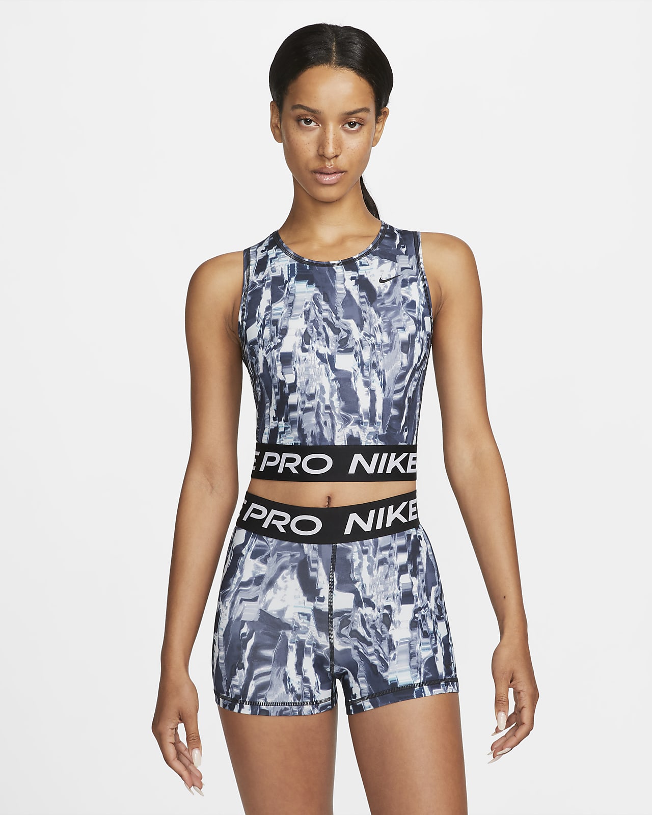 Nike Pro Dri-FIT Tanktop met print over het hele design voor dames. Nike BE