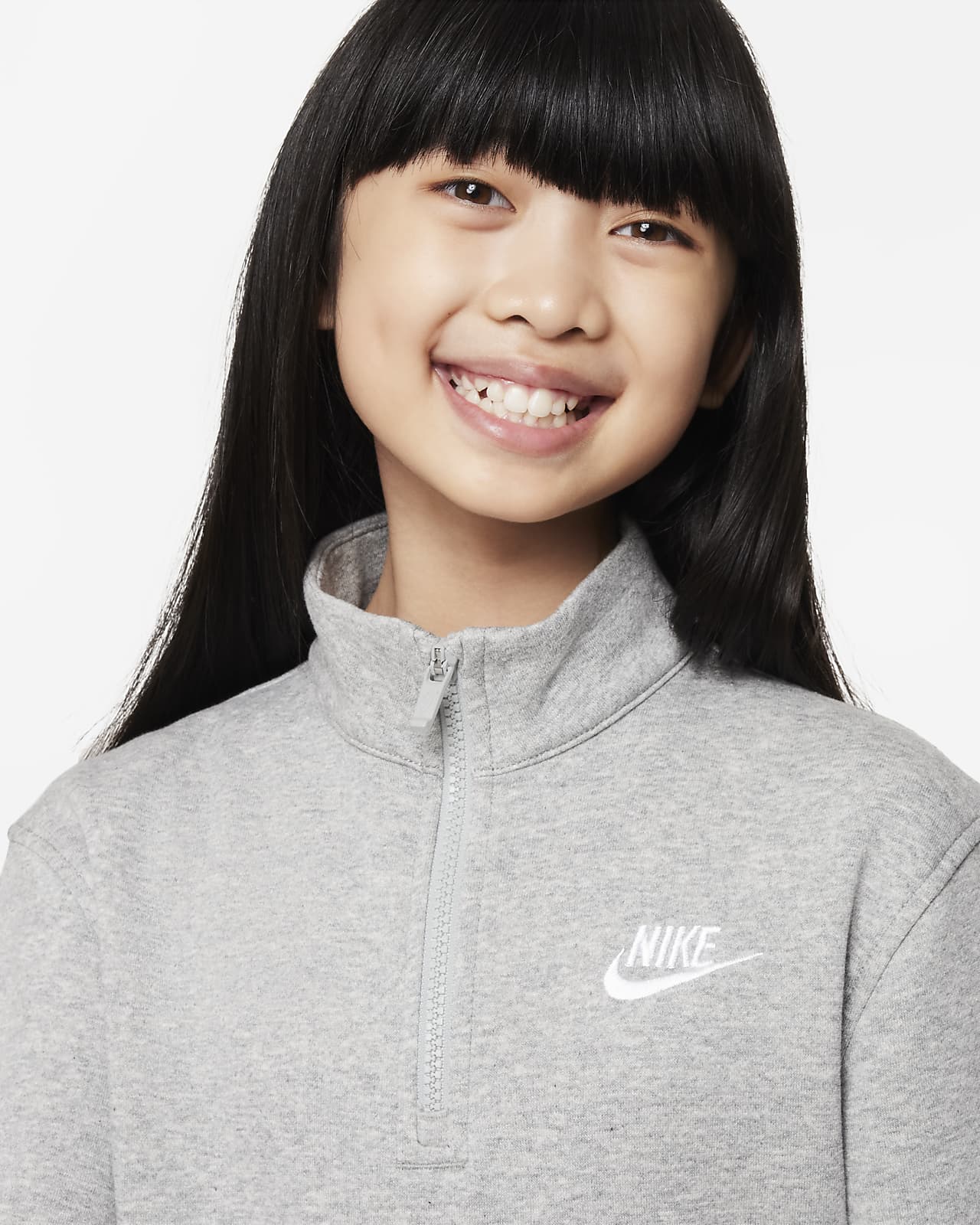 Nike Sportswear Club Fleece Big Kids\' (Girls\') 1/2-Zip Long-Sleeve Top. Nike