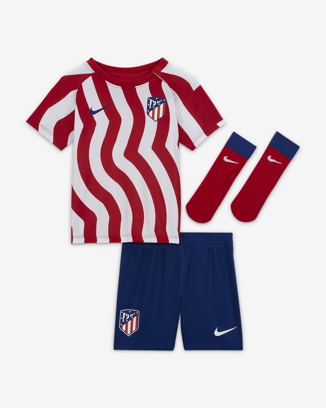 Atlético Madrid 2022/23 Home Fußballtrikot-Set für Babys