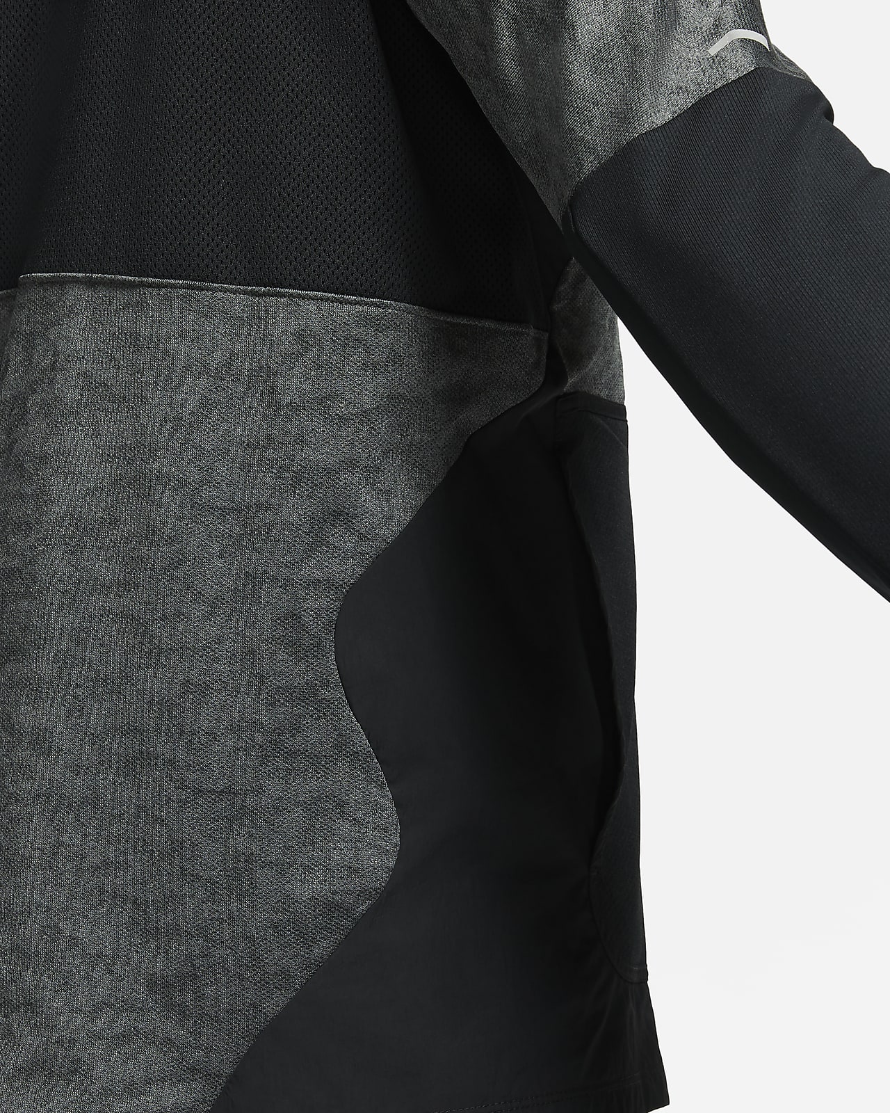 nike running wild run element hooded mid layer in black
