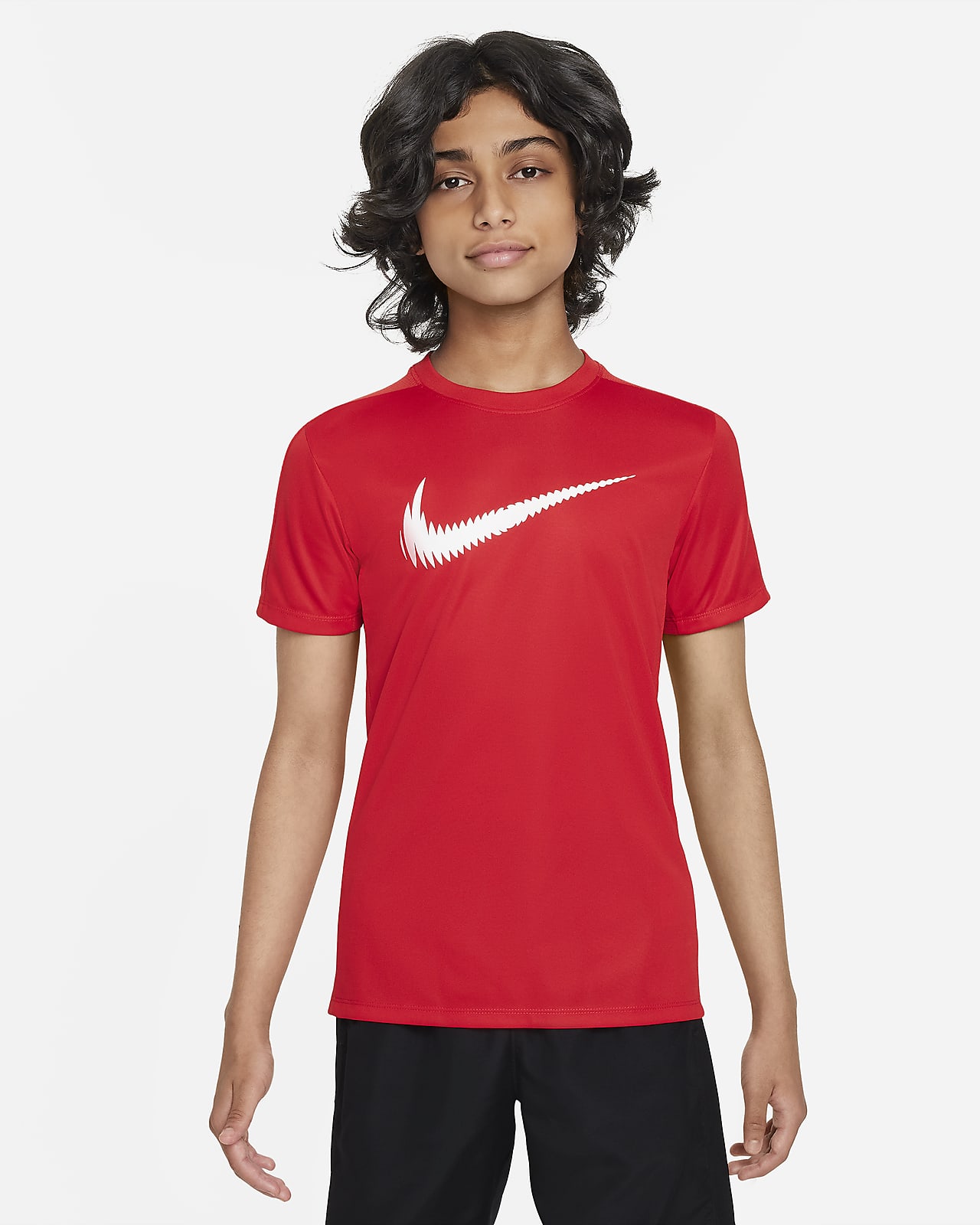 Tee-shirt NIke enfant Training - Logo Swoosh Dri-Fit - Gris ou rouge