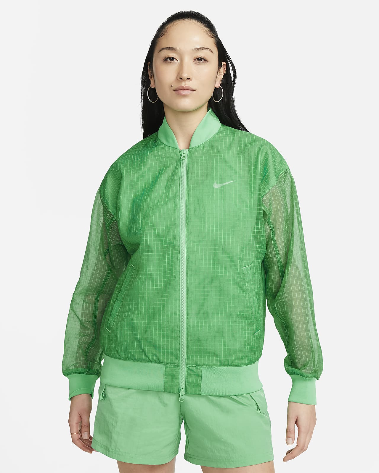 Chamarra bomber universitaria de tejido para mujer Nike Sportswear Essentials. Nike.com
