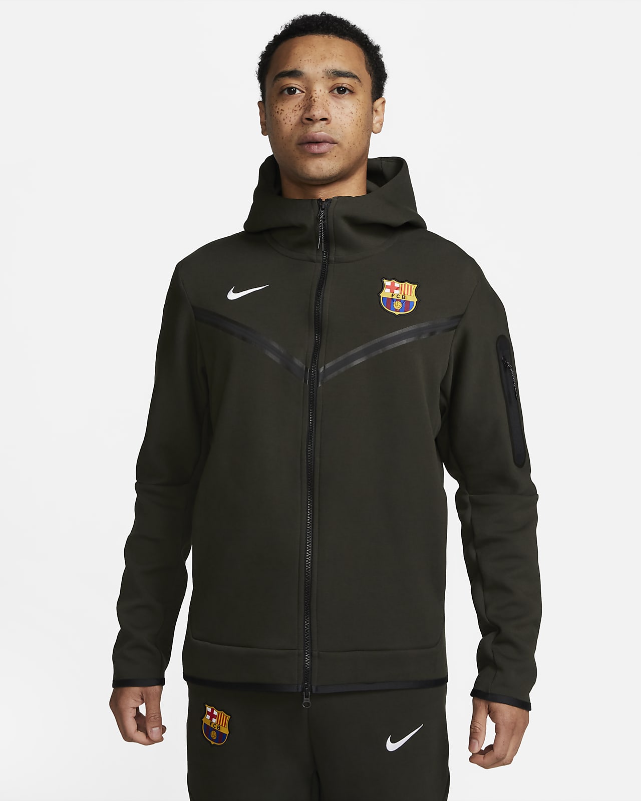 Barcelona Nike Tech Fleece Windrunner Full-Zip Hoodie - Tan