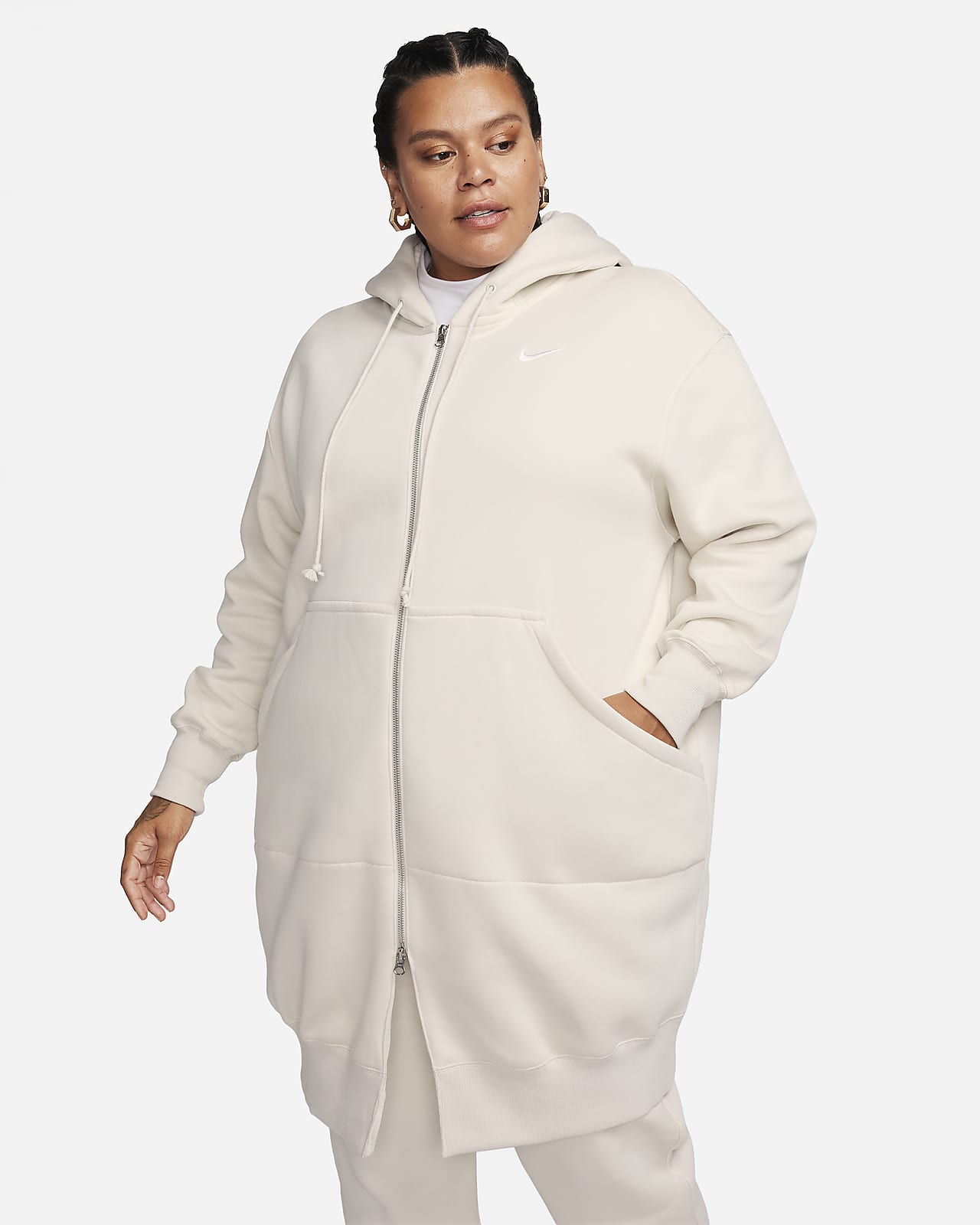 Sudadera larga con gorro y cierre completo tamaño oversized para mujer Nike  Sportswear Phoenix Fleece (talla grande)