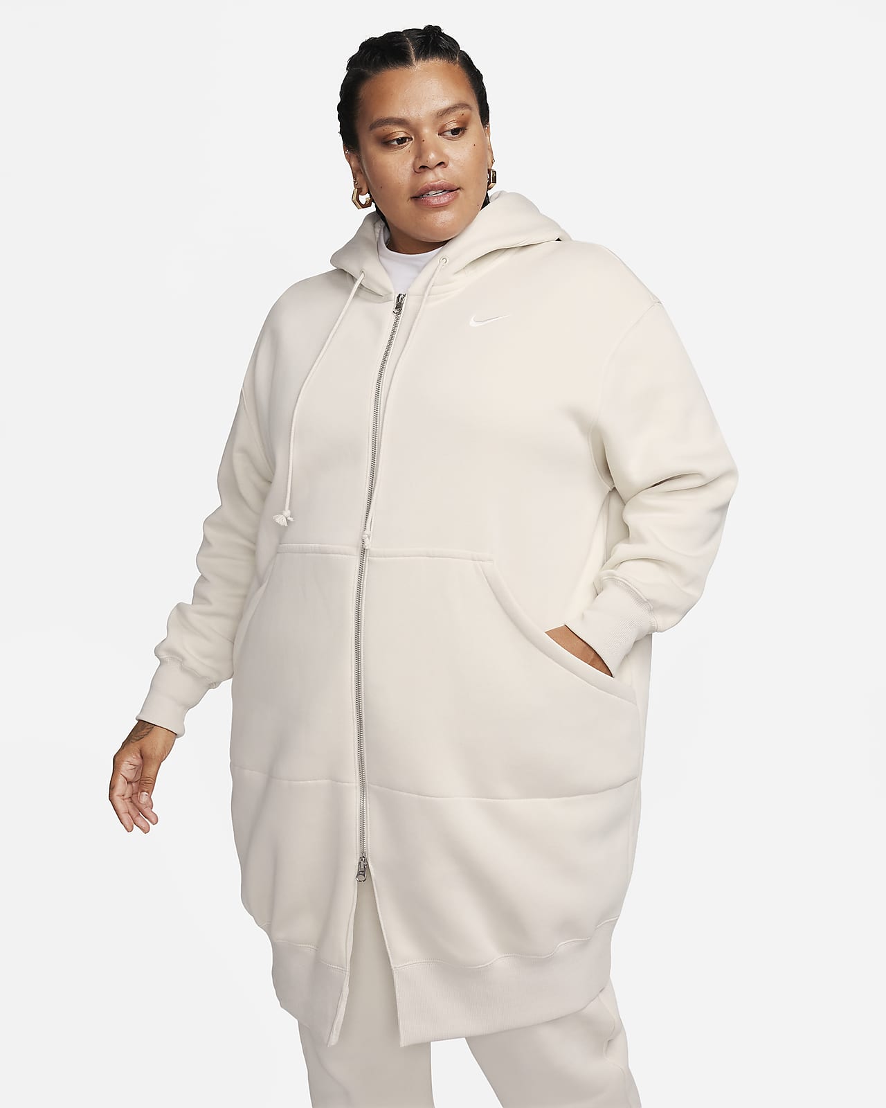 Sudadera larga con gorro y cierre completo tama o oversized para mujer Nike Sportswear Phoenix Fleece talla grande