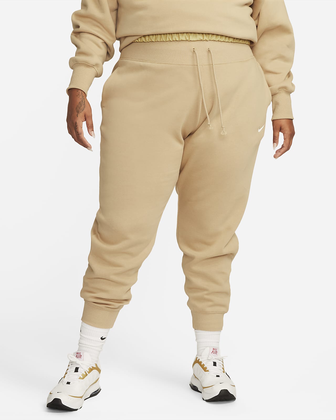 Dámské běžecké kalhoty Nike Sportswear Phoenix Fleece s vysokým pasem (větší velikost)