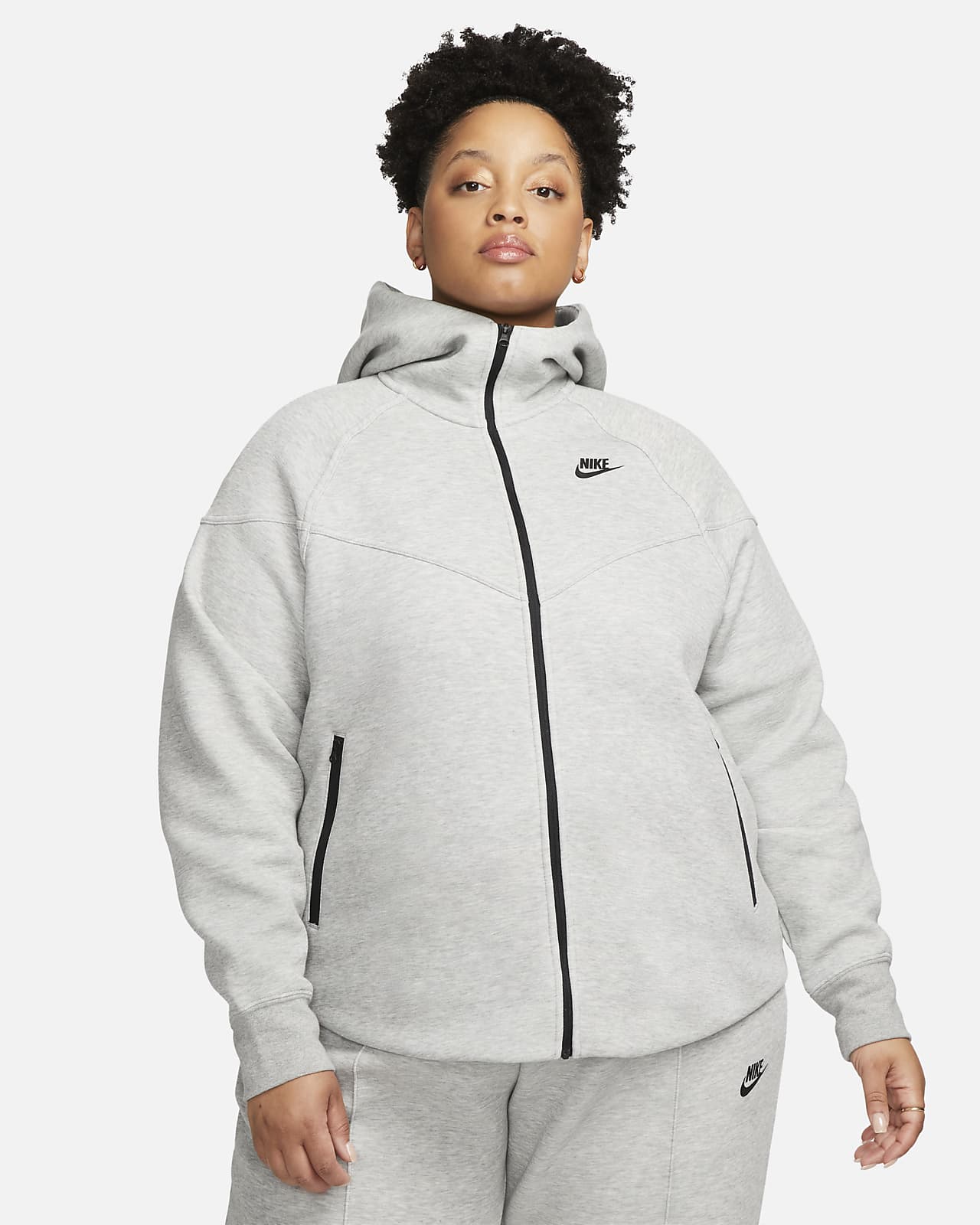 Γυναικεία μπλούζα με κουκούλα και φερμουάρ σε όλο το μήκος Nike Sportswear Tech Fleece Windrunner (μεγάλα μεγέθη)