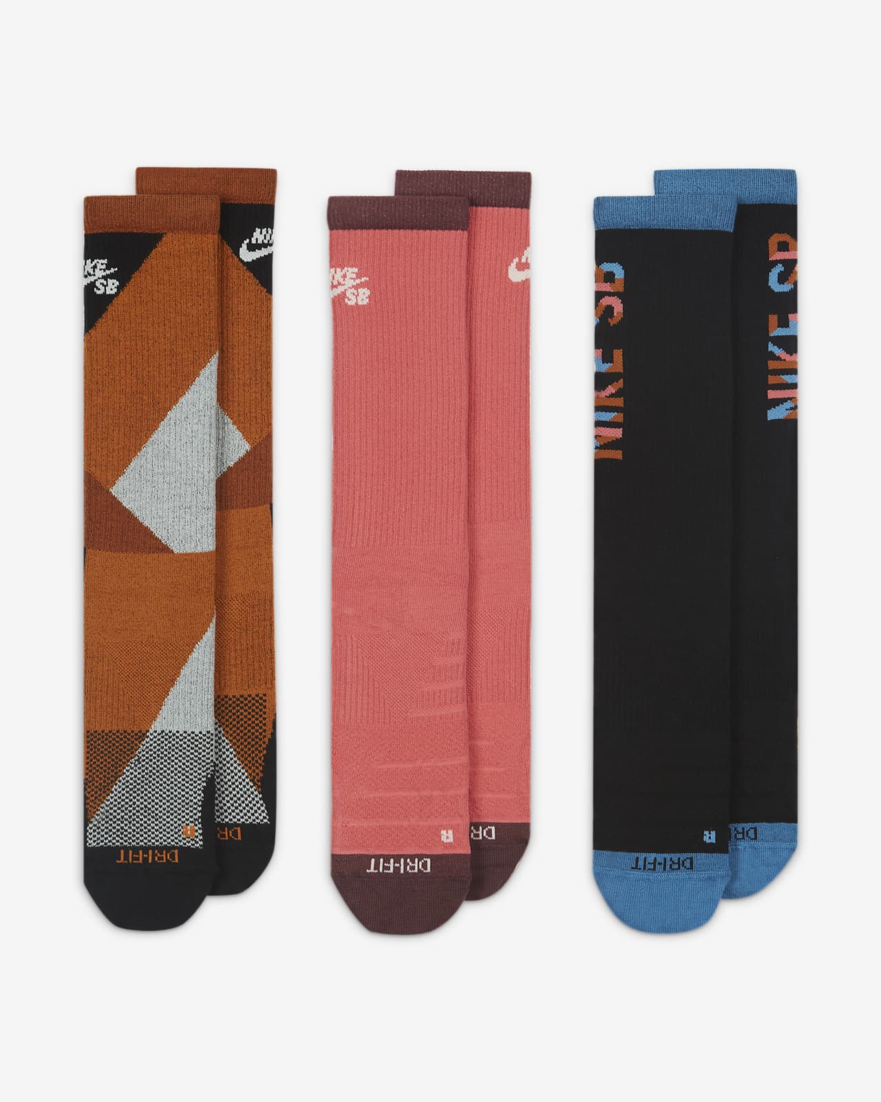 Носки до середины голени для скейтбординга Nike SB Everyday Max Lightweight  (3 пары). Nike RU