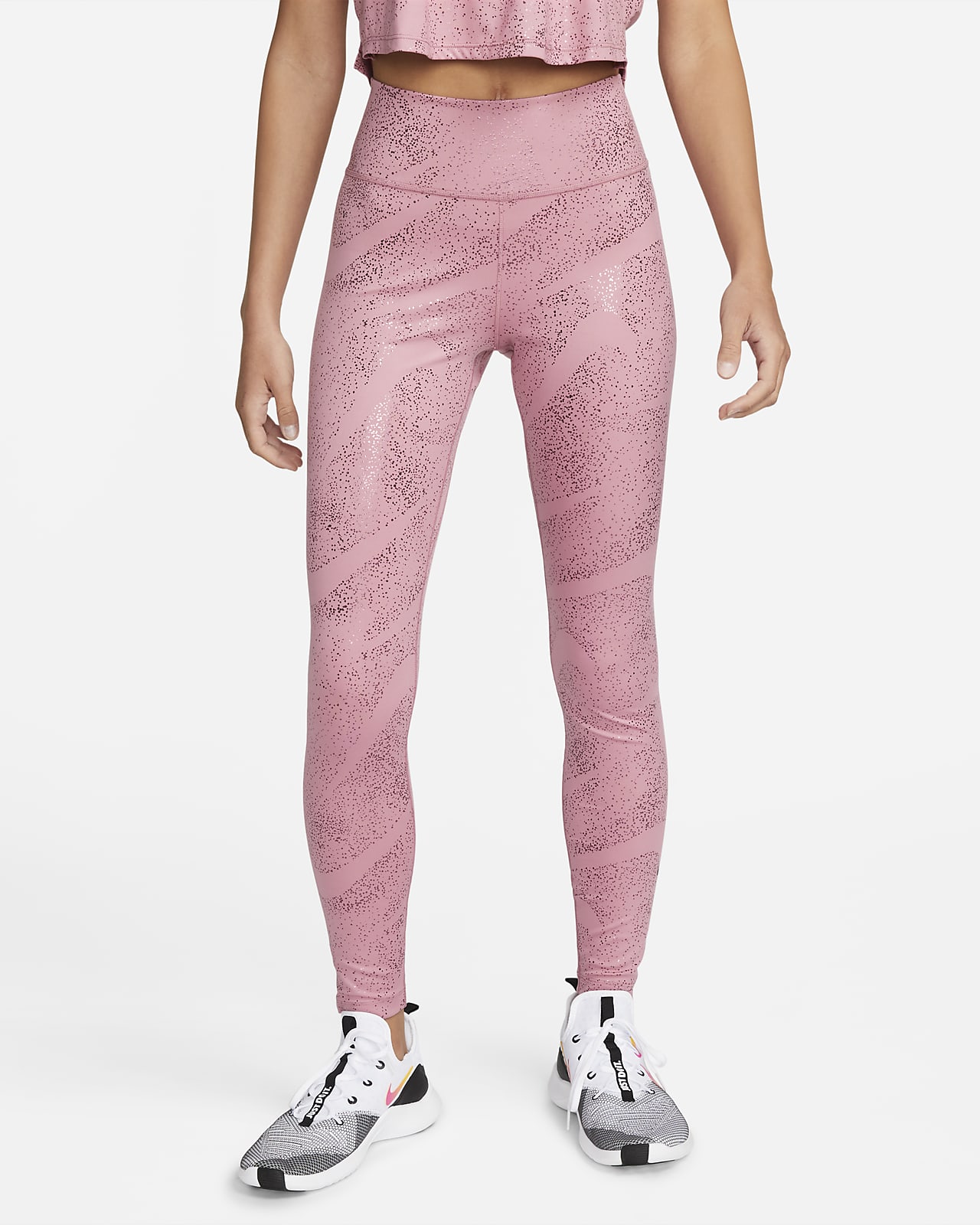 Nike One-leggings med print og mellemhøj talje til kvinder