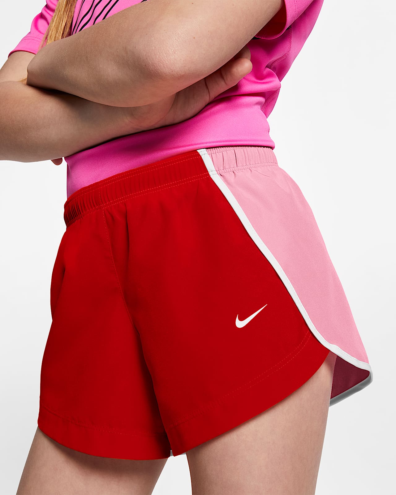 girls red nike shorts
