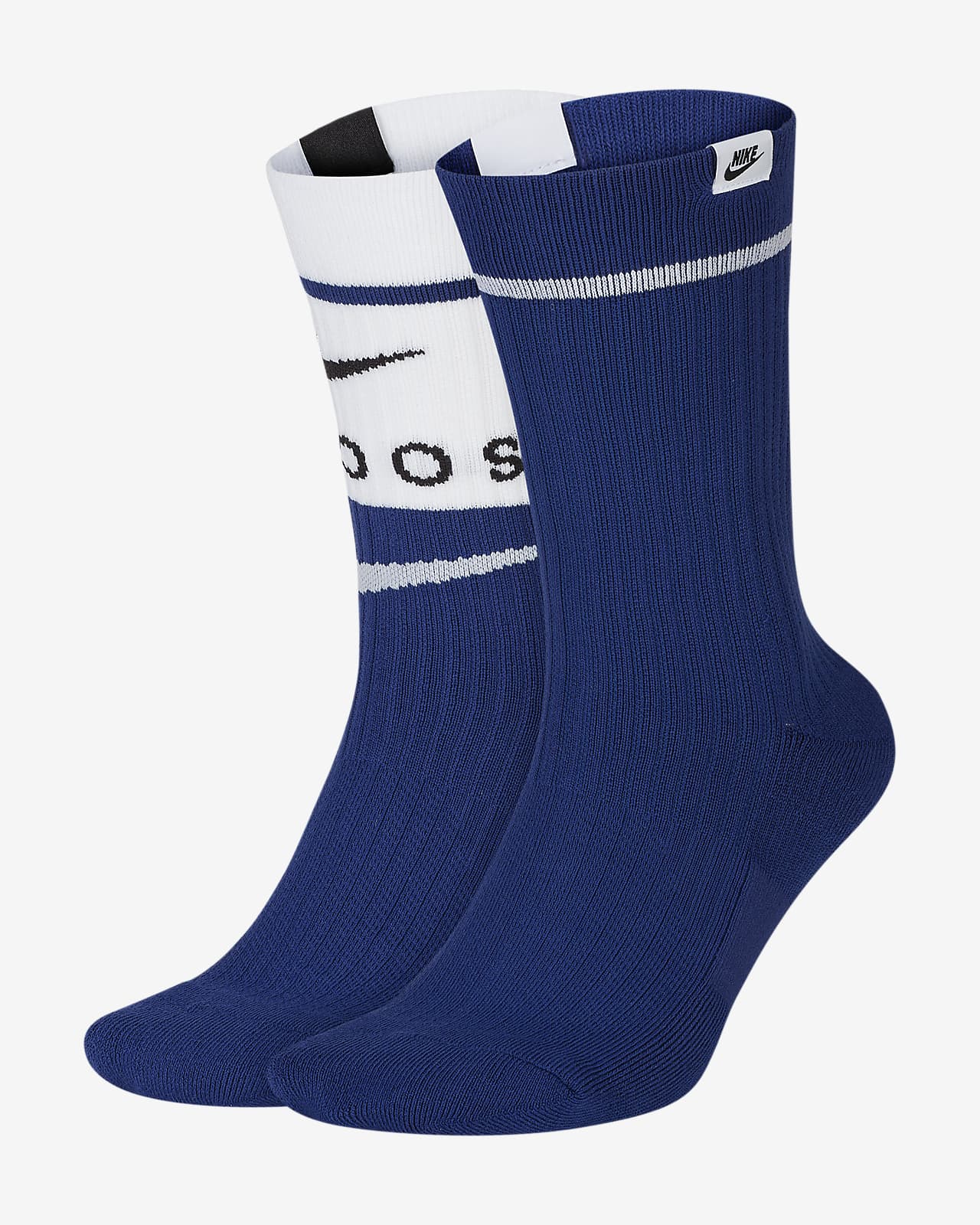white nike socks with blue swoosh