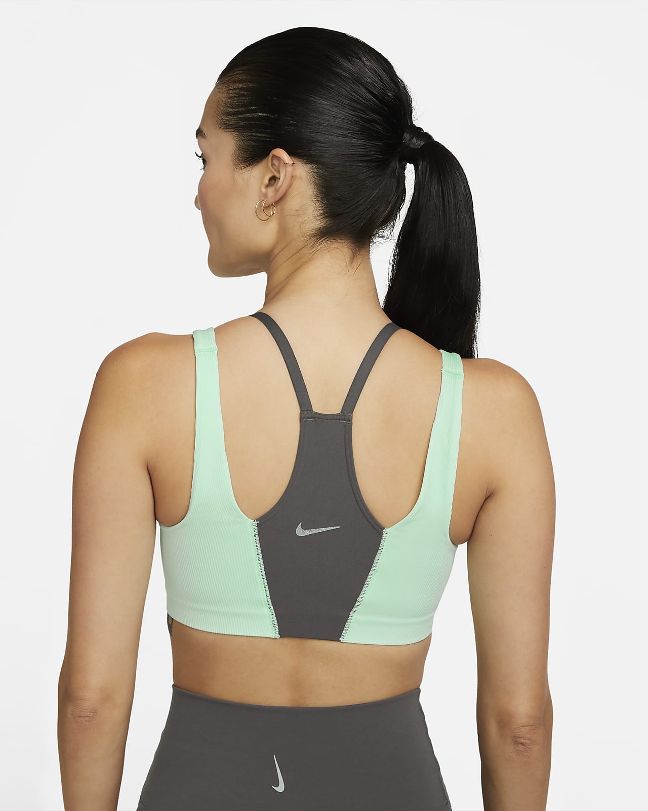 Nike Yoga Alate Trace Dri-Fit light support sports bra in bronze-Yellow