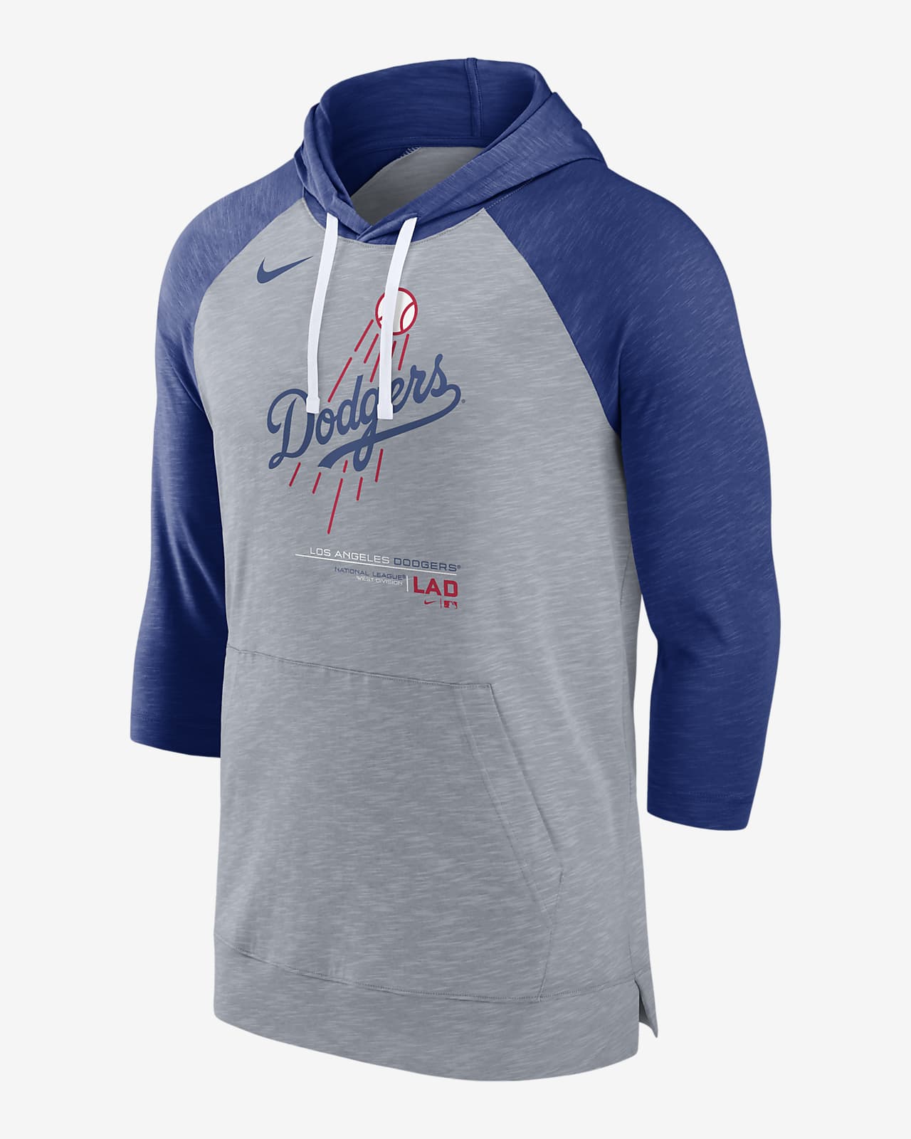 Nike Baseball (MLB Los Angeles Dodgers) Men's 3/4-Sleeve Pullover Hoodie