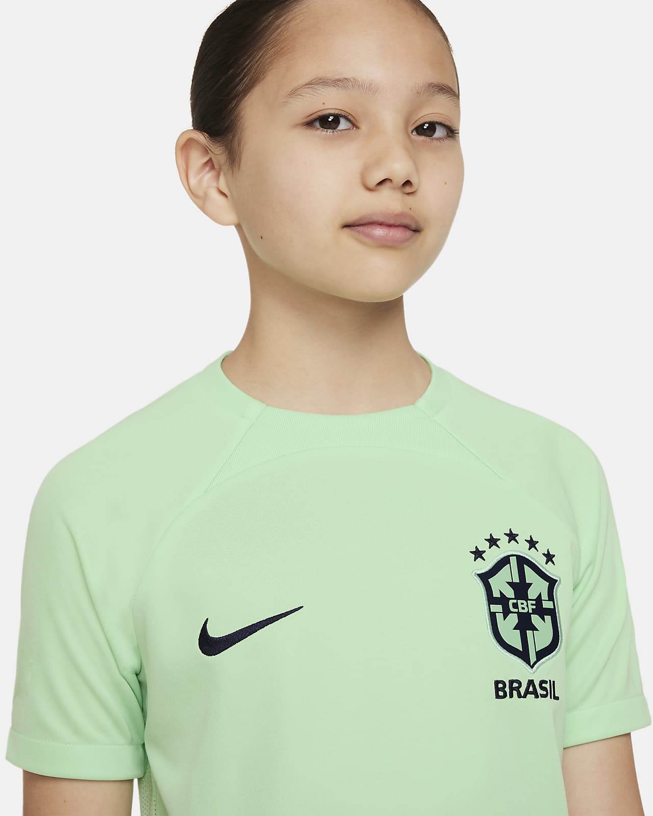 Playera fútbol de manga corta Nike Dri-FIT para niños grande Brazil Academy Pro. Nike MX